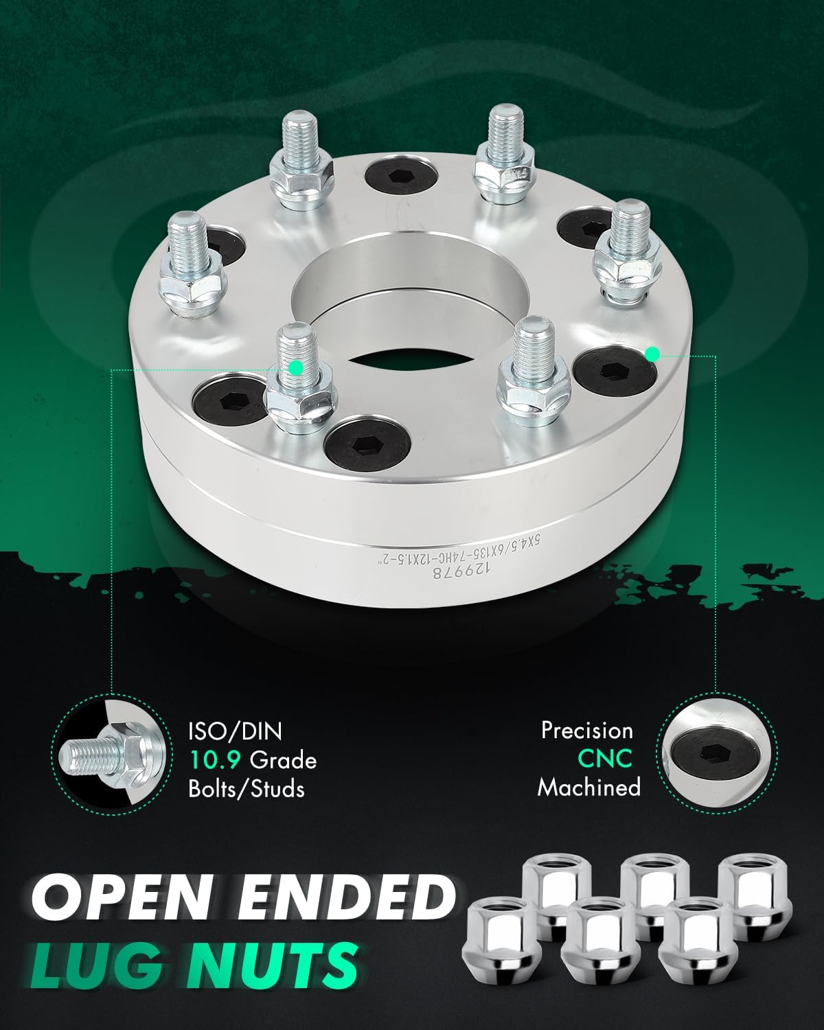 SCITOO 2Pcs Wheel Adapters 2" 5x4.5 to 6x135 Bore 74mm Studs 12x1.5 5Lug Wheel Spacers Adapters Fit for for Ford Explorer for Ford Escape for Ford for Mustang for Ford Edge for Ford