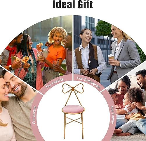 Miniatura 5 de Sillas de tocador, silla de princesa, silla de tocador con respaldo, silla de tocador de maquillaje, silla de mariposa con patas de goma de metal y