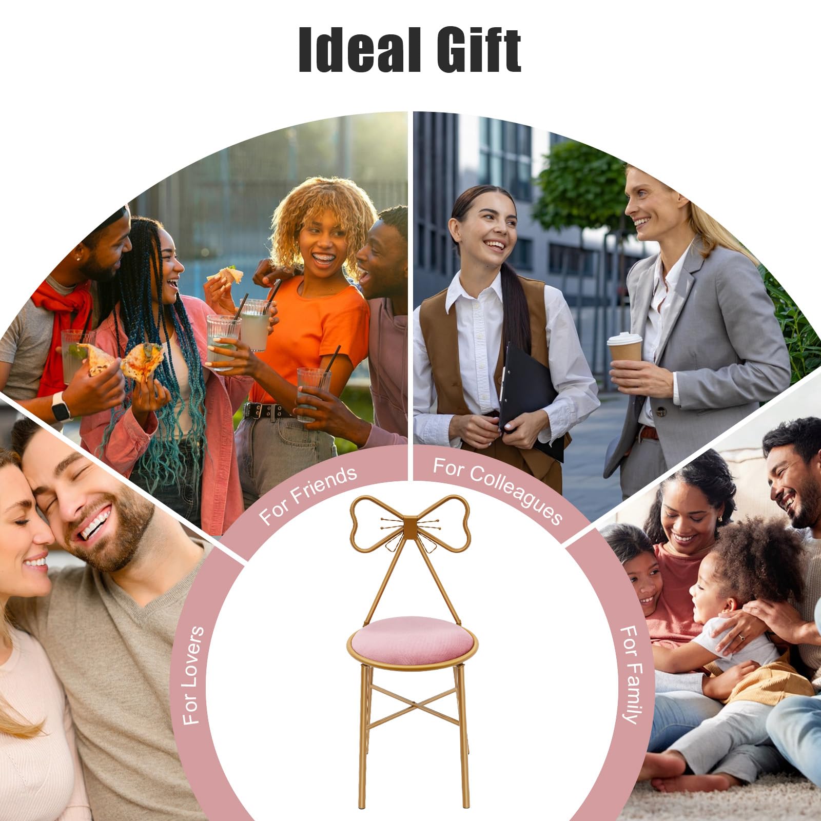 OUKANING Silla de mariposa clásica con respaldo, capacidad de carga de 100 kg, estructura de metal estable con asiento acolchado, silla decorativa para comedor, dormitorio y tocador (rosa oscuro)