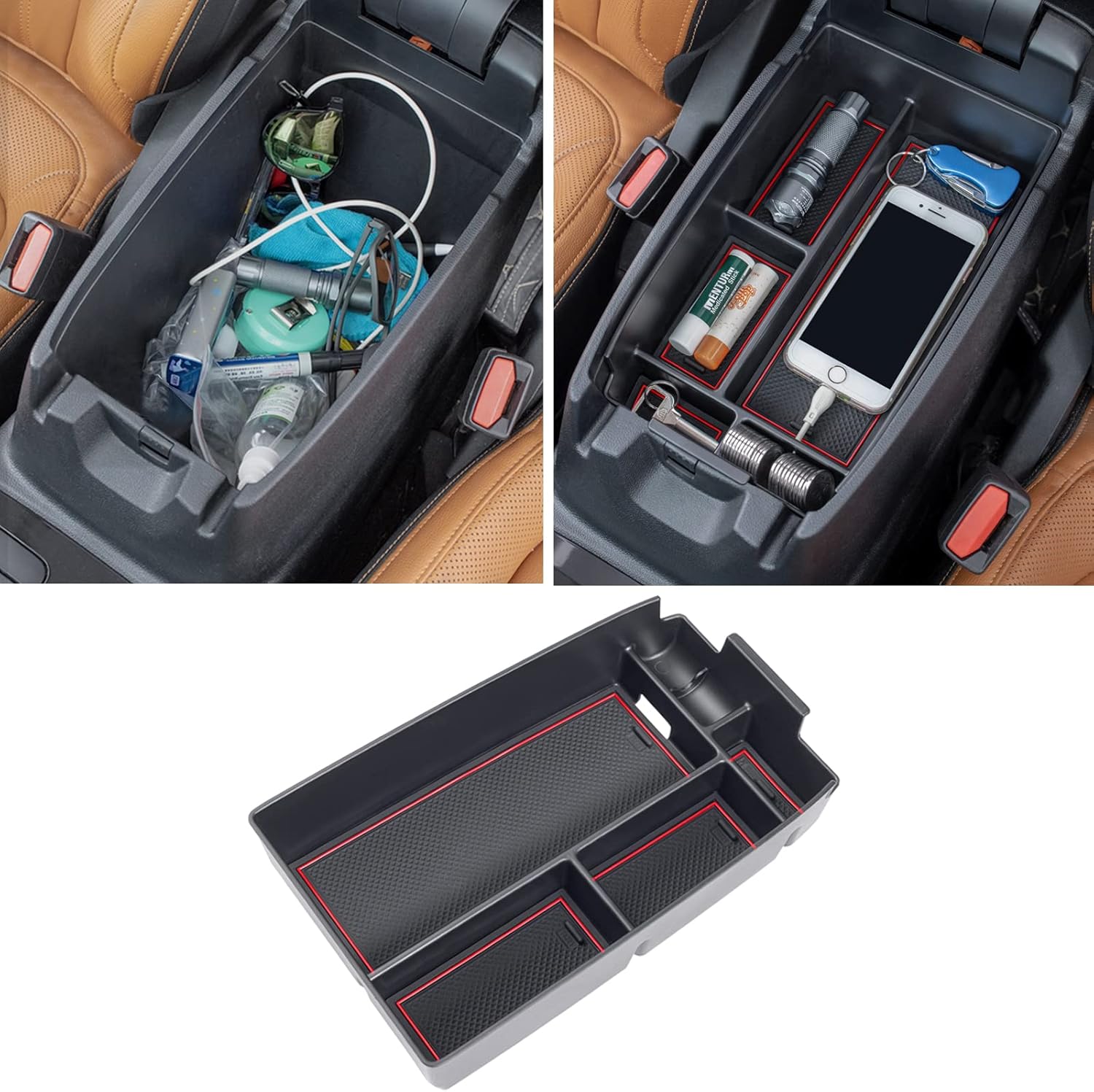 TOPINSTALL Red Center Console Organizer Compatible with Ford Escape 2020-2025/Bronco Sport 2021-2025 Accessories, Long Compartment Armrest Box Storage Tray Coin Container TOPINSTALL Red Center Console Organizer Compatible with Ford Escape 2020-2025/Bronco Sport 2021-2025 Accessories, Long Compartment Armrest Box Storage Tray Coin Container