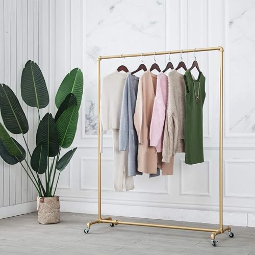 (dorado, tubo de 1 pulgada, 47 pulgadas de ancho x 63 pulgadas de largo x 16 pulgadas de profundidad), perchero industrial para ropa de tubería de