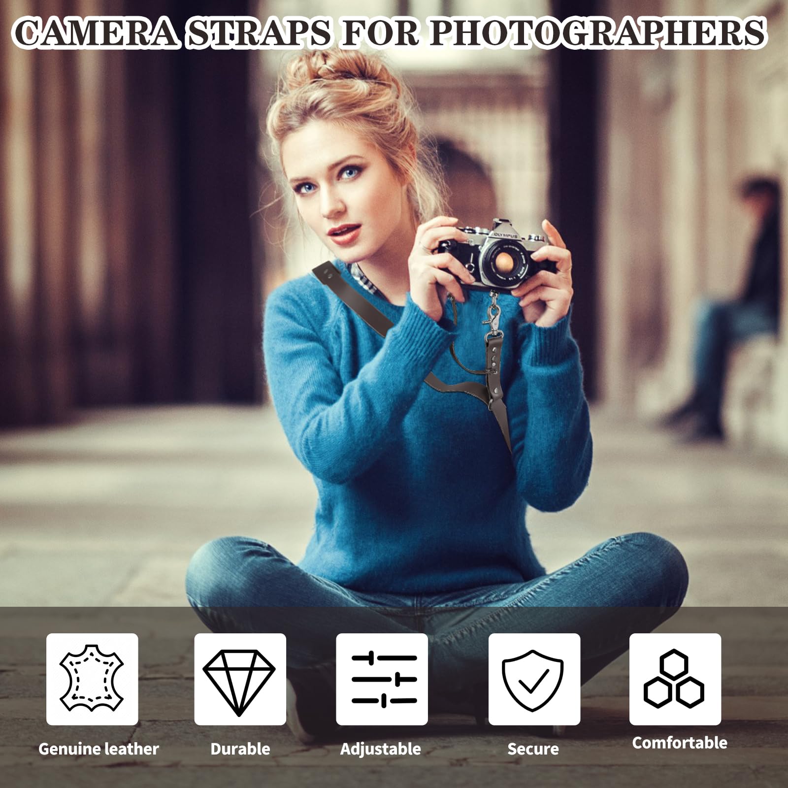 Harnais Appareil Photo pour 1 appareils photo,BandoulièRe en Cuir pour Appareil Photo,Harnais Pour Appareil Photo,Harnais Photo,Harnais Photographe,Sangle Appareil Photo
