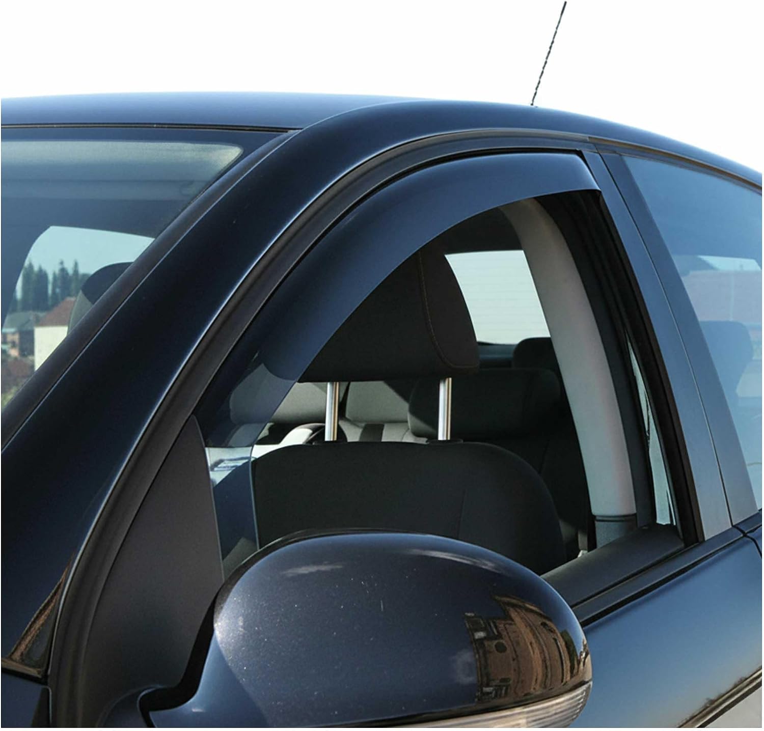 OMAC Window Visor Vent Rain Guard Deflector for Volvo V60 2015-2018 Black Smoke 2 Pcs