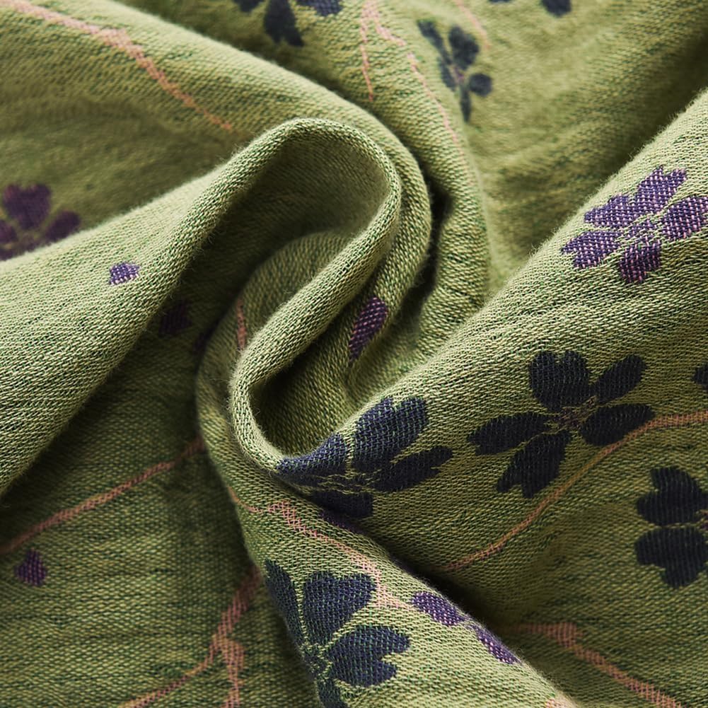 Soft Cotton Japanese Sleepwear Kimono Yukata Lightweight Bathrobe Nightgown Breathable Pajamas Set Women - Image 7