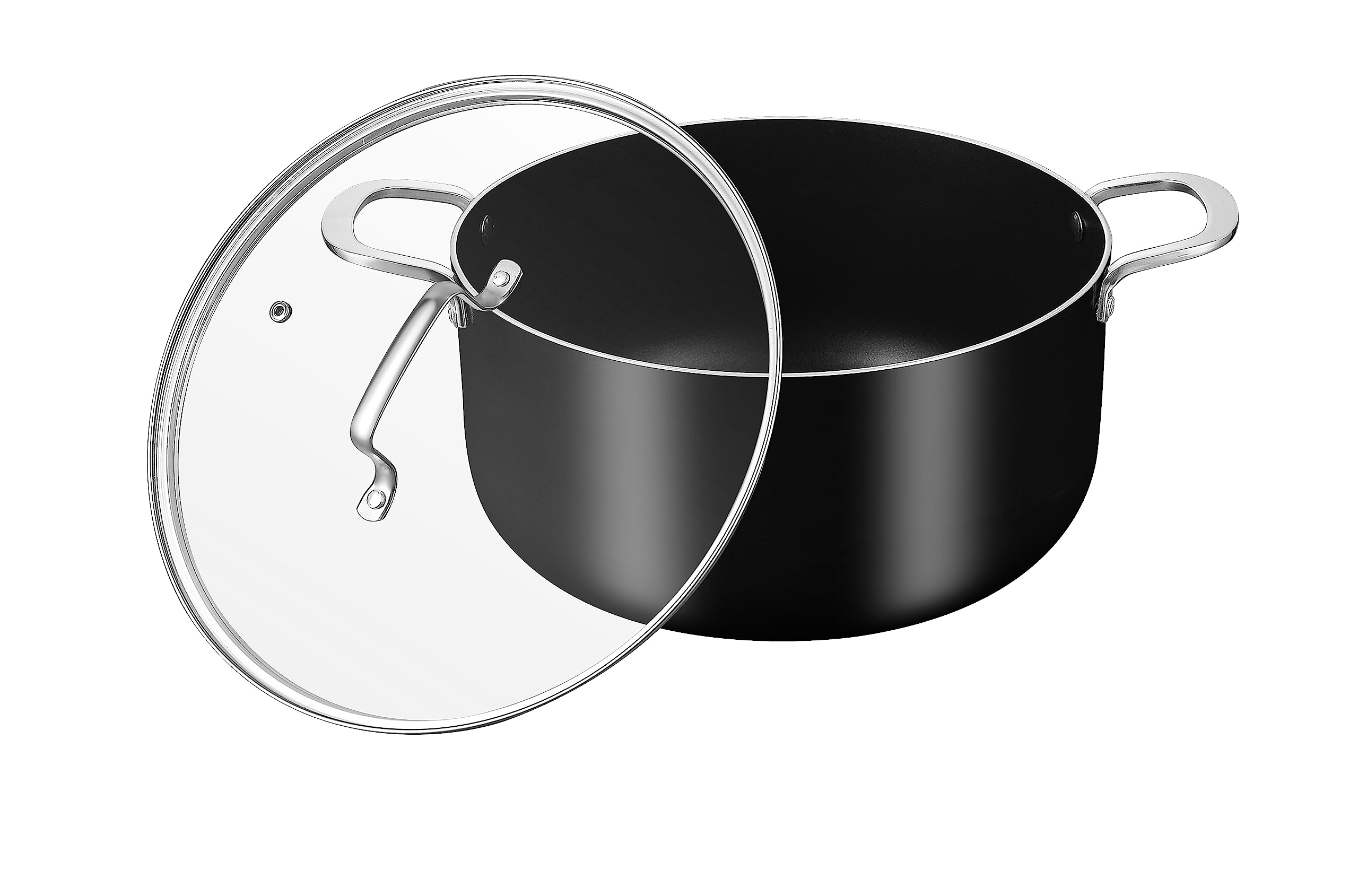 Vegoran Padella in acciaio inox con coperchio, 33 cm, antiaderente, senza PFOA, lavabile in lavastoviglie e utilizzabile in forno (padella da 33 cm