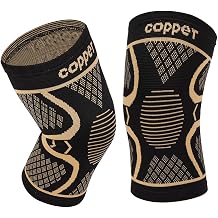 AOOWU Copper Knee Support for Women/Men, 2 Pack Knee Compression Sleeves for Knee Pain, Knee Support Brace for Arthritis, Joint Pain, Ligament Injury, Meniscus Tear, ACL, MCL, Running, Sports, Squats