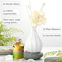 Vista 3 de Juego de difusor de junco, fragancia para el hogar y difusor decorativo, juego de aceite de aromaterapia con flores secas, varillas difusoras