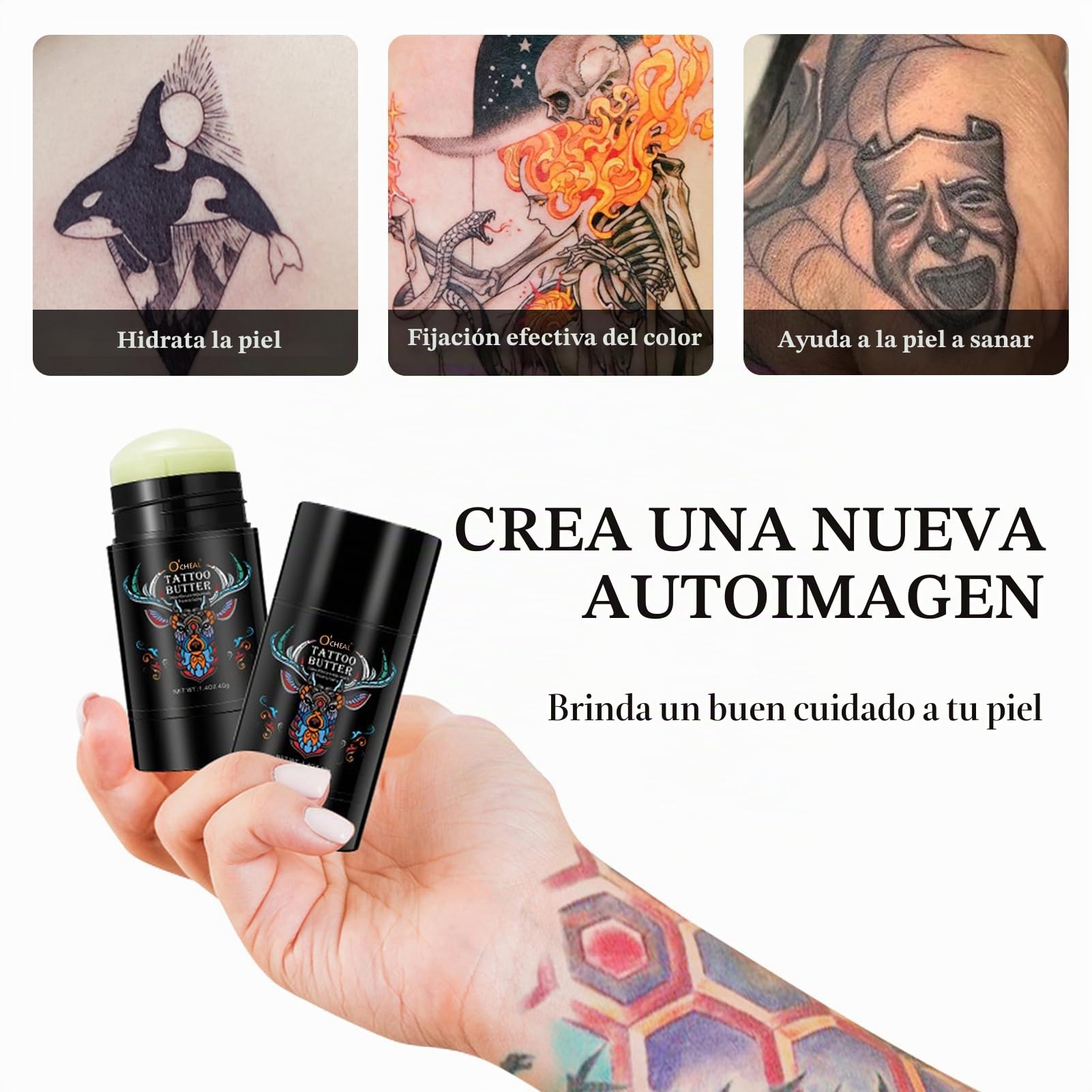 Crema para Tatuajes 2 Piezas, Crema Tattoo de Mantequilla, Cuidado Posterior