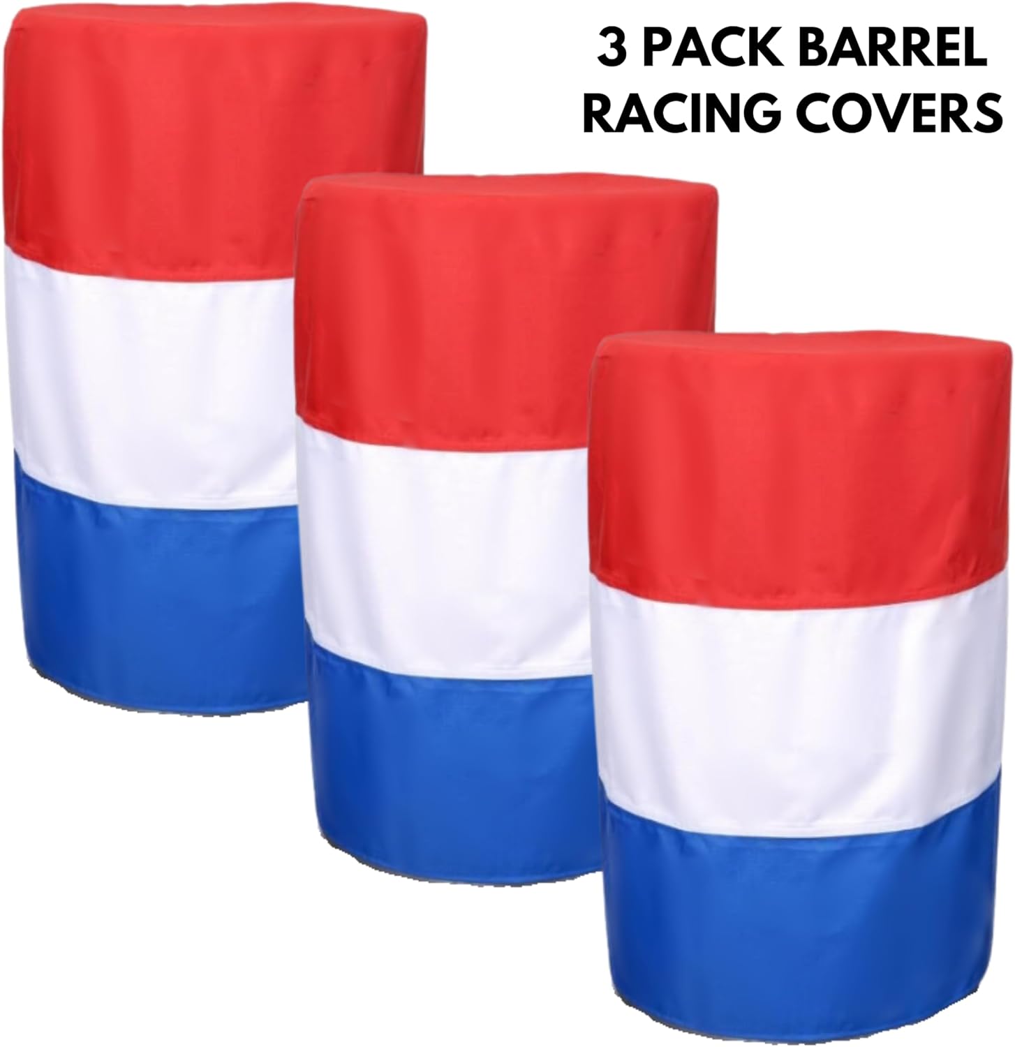 55 Gallon Barrel Covers for Barrel Racing Set of 3 Drum Covers-Works with Steel, Plastic or Fiber Barrels for Racing, Durable 600D Polyester UV Resistant, Open or Tight Head Compatible