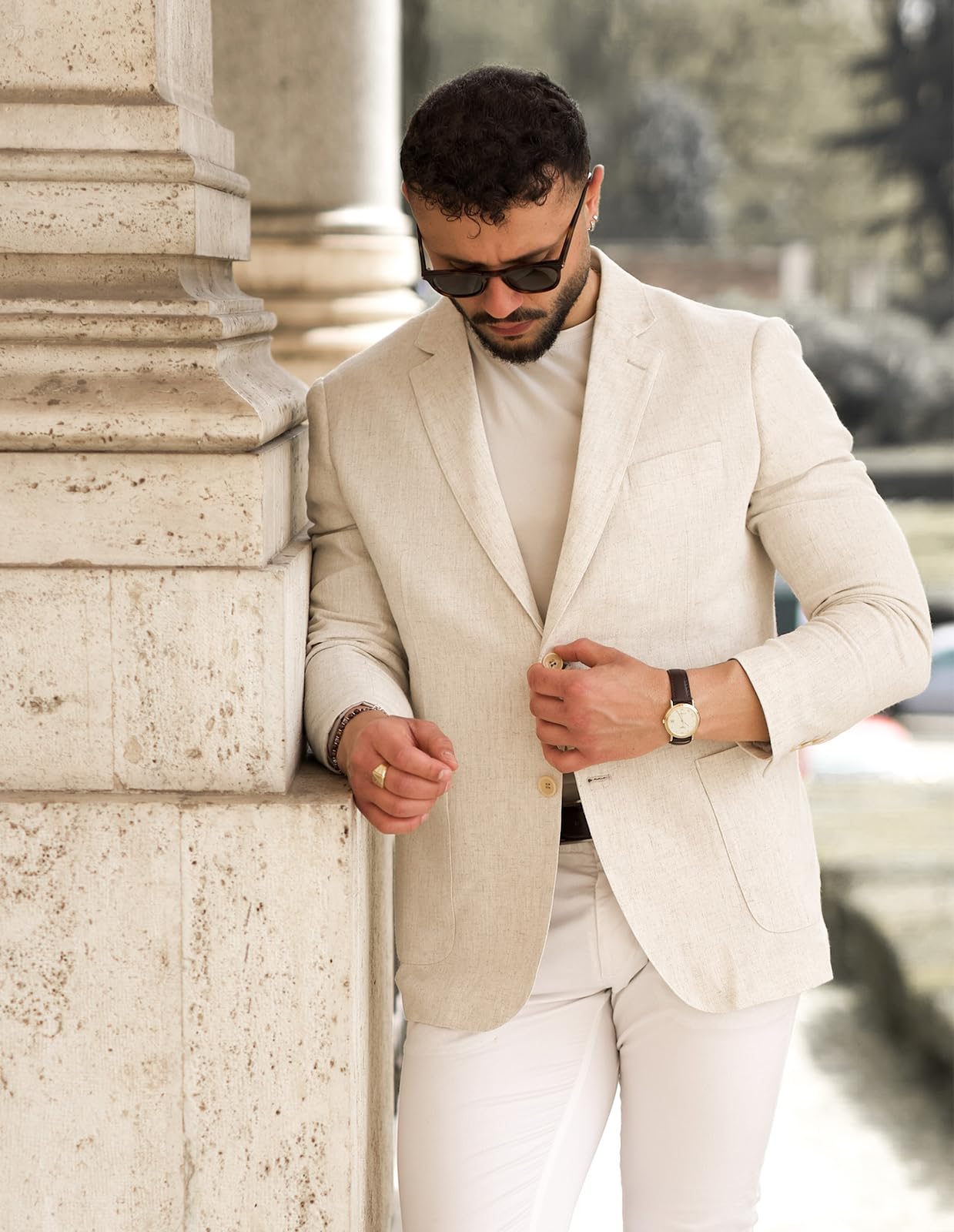 PJ PAUL JONES Giacca da uomo casual, slim fit, in lino, leggera, con 2 bottoni, Sporty Slim Fit Leisure Blazer
