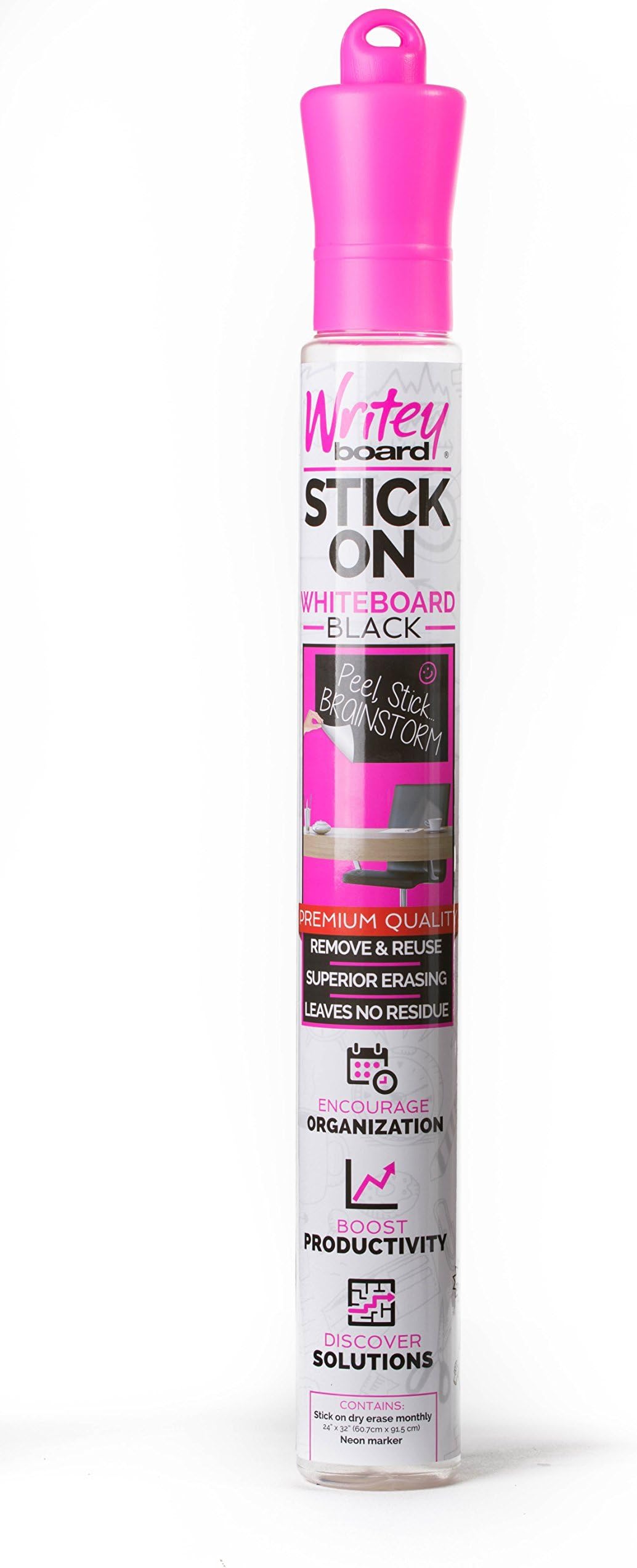 Writeyboard Premium Re-Stickable Dry Erase Whiteboard Foam Removable Wall Paper, Black, 2x3 Feet