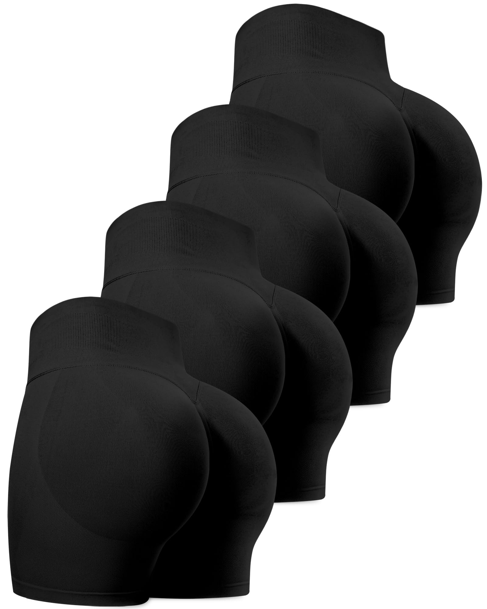 CHRLEISURE Workout Gym Biker Shorts, High Waisted Butt Lifting Scrunch Butt Sports Seamless Shorts Sets 4 Piece