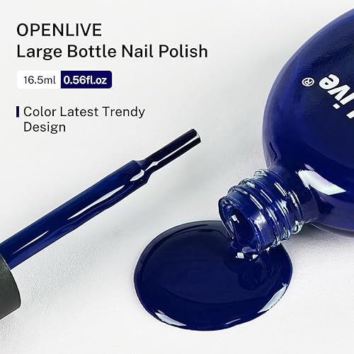 Miniatura 7 de Esmalte de uñas azul oscuro de 16.5ml de gran volumen de secado rápido, brillo de larga duración, uñas de manos y pies, arte de uñas DIY hogar viaje