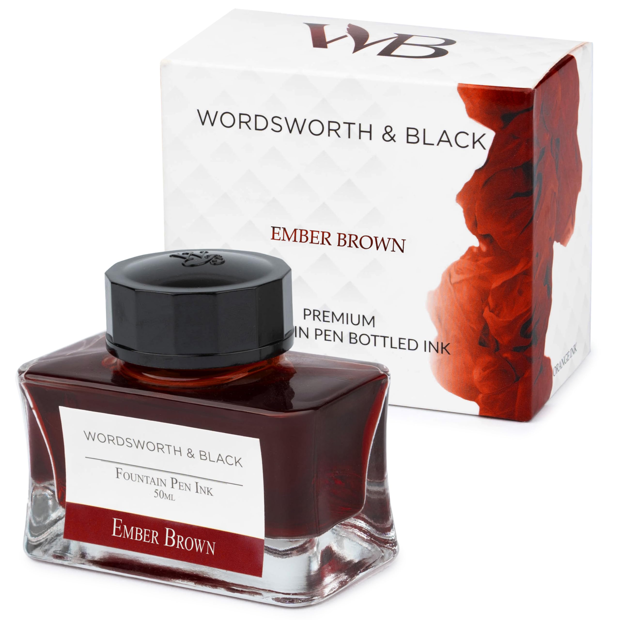 Wordsworth and Black Fountain Pen Ink Bottle (50 ml) Premium Luxury Edition, [Brown] Fountain Pens Bottled Ink; Classic Designed Bottle Smooth Flow 50 ml