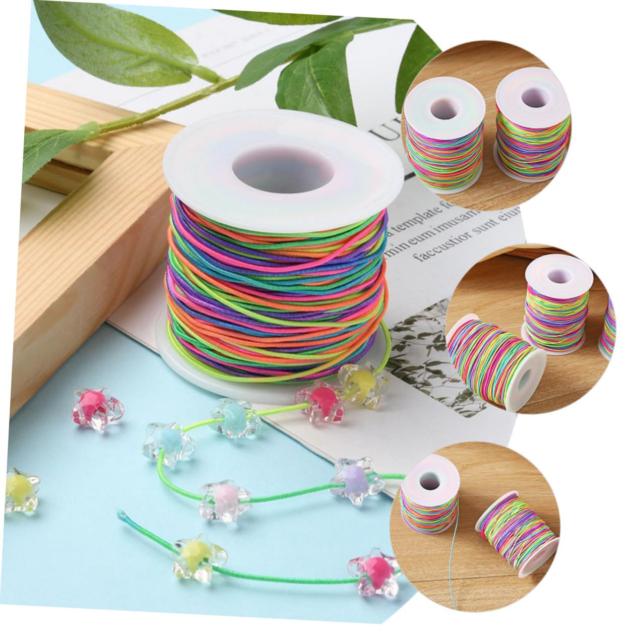 SHINEOFI 5 Rollen Perlenschnur Kabel Armbänder Makramee-Schnur Halskettenschnüre Anschlüsse bastelzeug bastelschnur halsreif Armband Schnur selber Machen elastisches Schmuckband Polyester