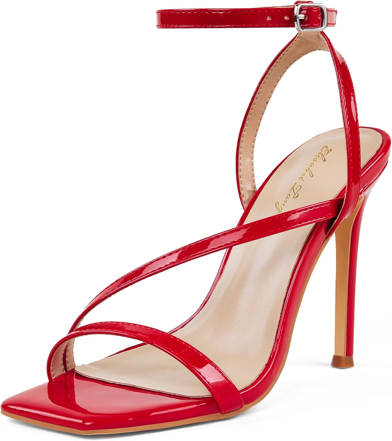 Elisabet Tang Women’s Crystal Stilettos Heeled Sandals, 4 Inch Square Open Toe Strappy Sexy High Heels Ankle Strap Buckle Heels for Party Wedding Dress Daily Wear Shoes - Image 4