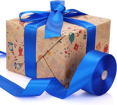 Miniatura 4 de Baocuan Rollo de cinta de satén azul real de 1-12 pulgadas, 50 yardas, rollo de cintas de tela sólida para invitaciones de boda, ramos de novia,