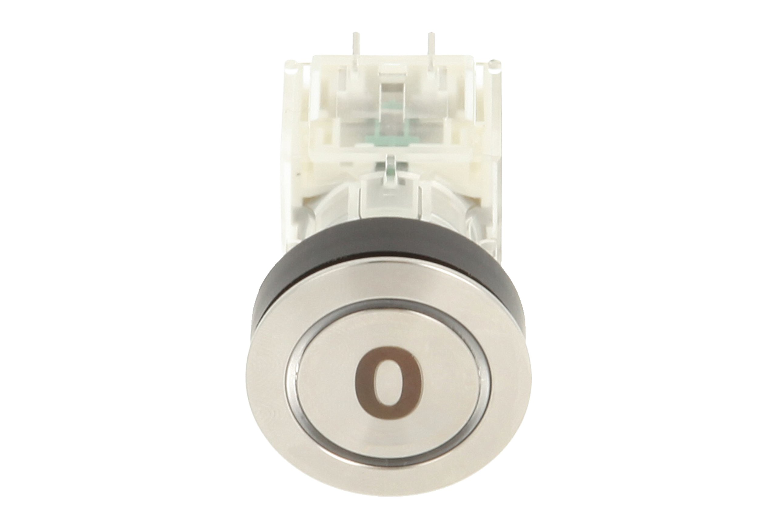 Schlegel 23.000.892 pulsante in acciaio inox, illuminazione ad anello, iscrizione simbolo 0, illuminato con sonda contatto GEBER 1 No, LED 24 V, Bianco