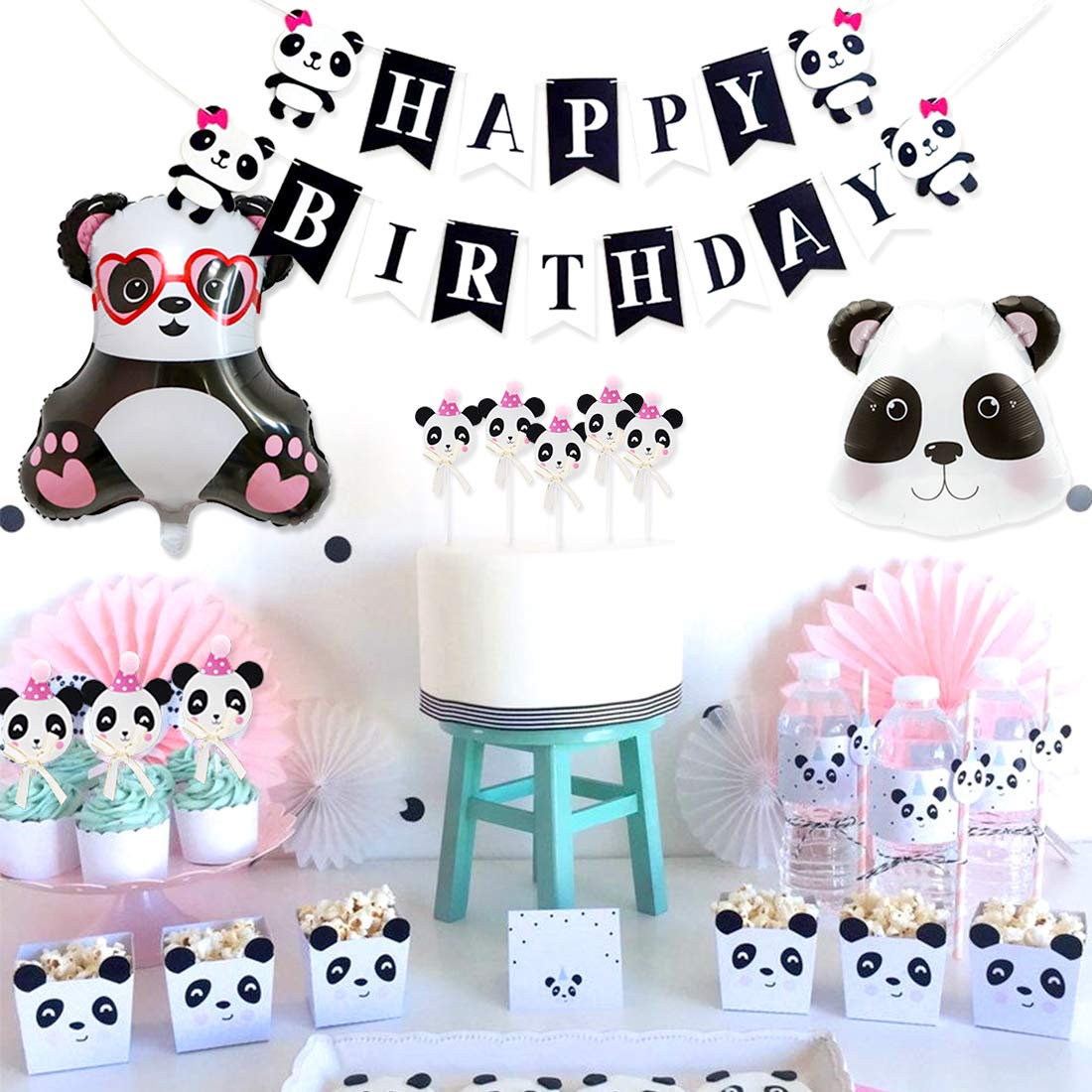 Buy Pink Panda Birthday Party Decorations Supplies with Head Balloon