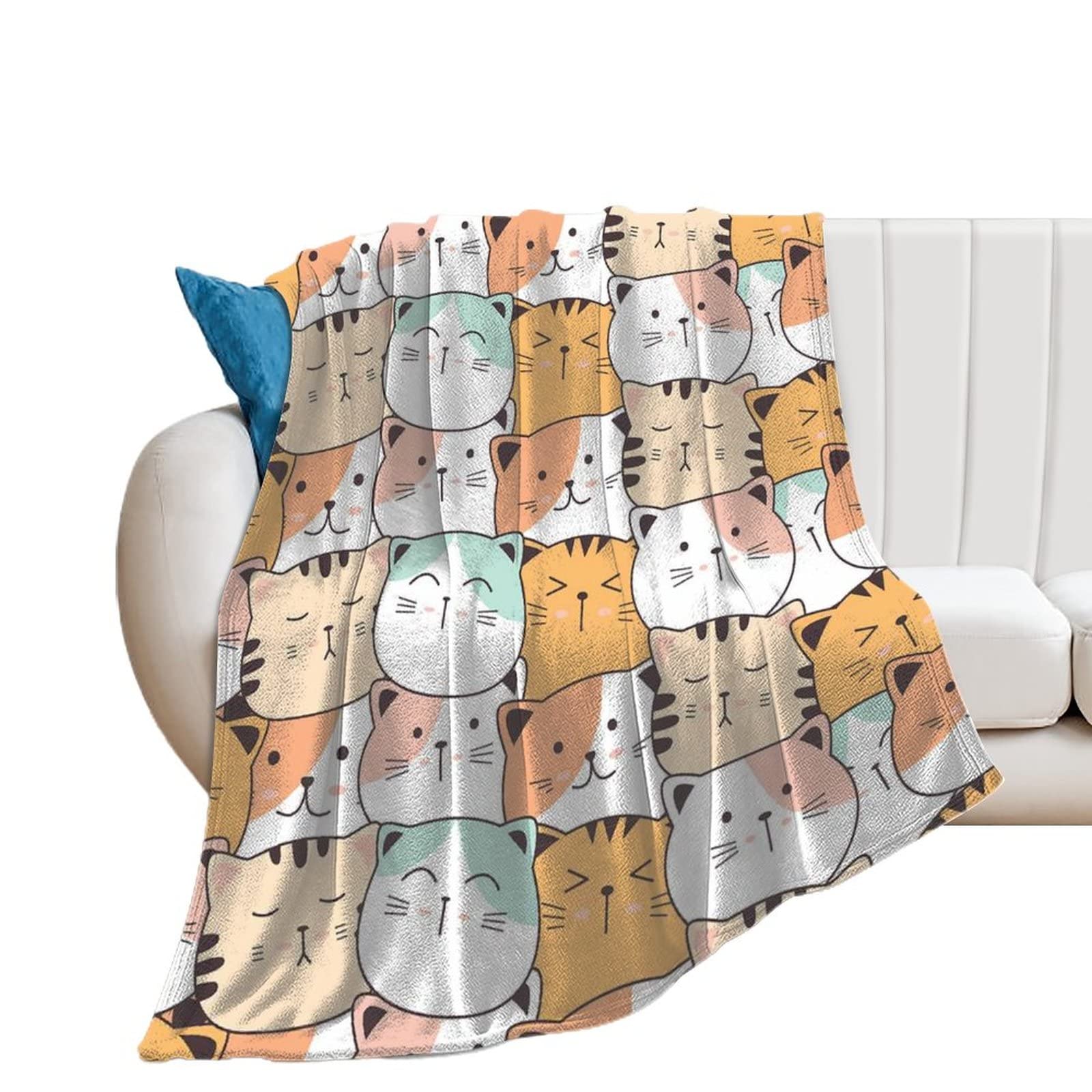 Couverture en flanelle chat mignon cadeau idéal plaid polaire
