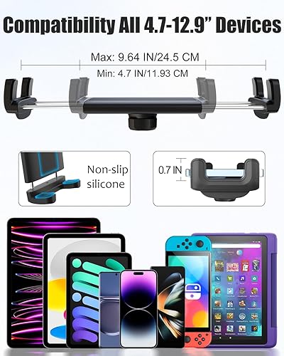 Miniatura 6 de Soporte para tablet para espejo retrovisor de automóvil, soporte retráctil para teléfono para espejo retrovisor, soporte para GPS giratorio de 360,