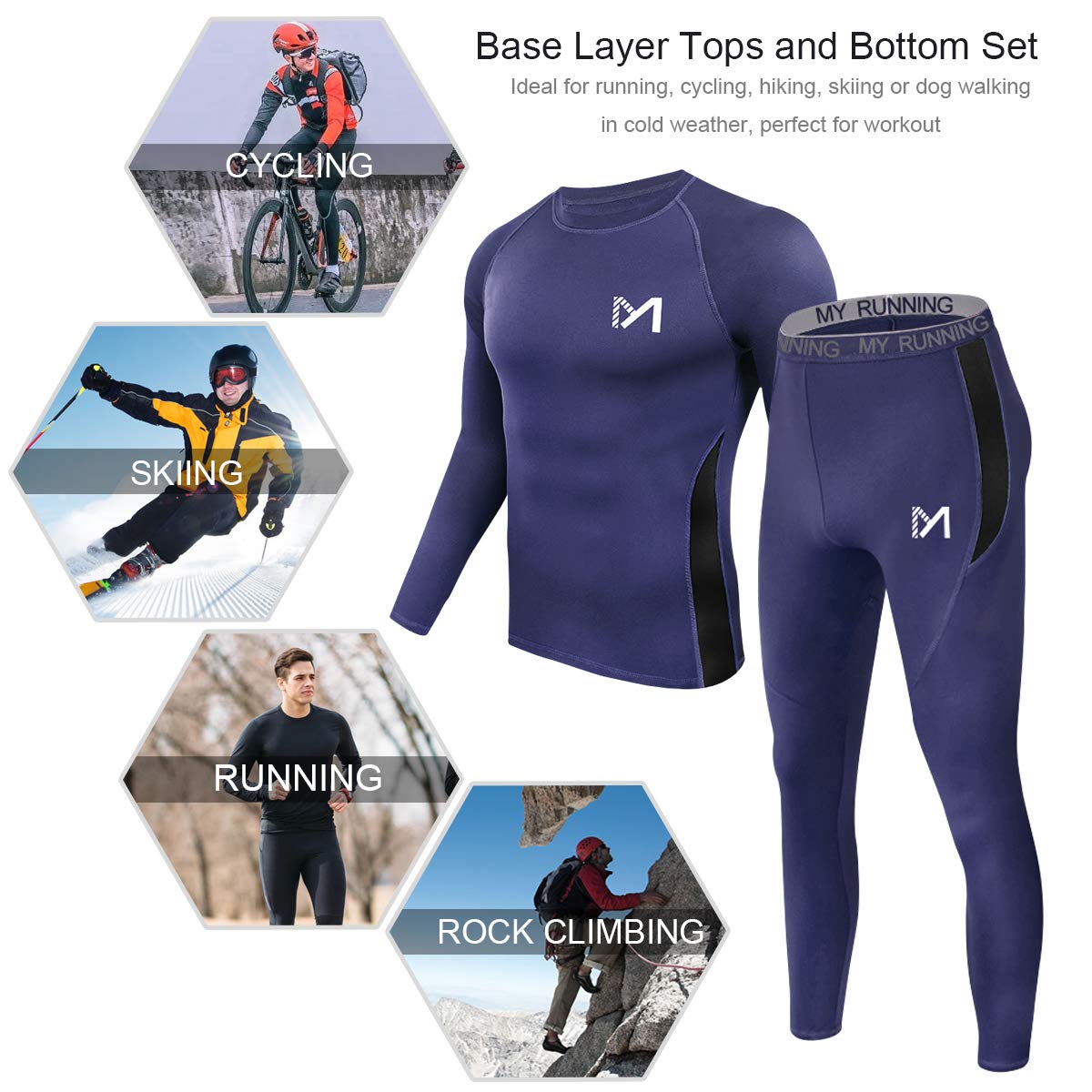 MEETYOO Men's Thermal Underwear Set Sport Long Johns Base Layer Couche de Base Homme