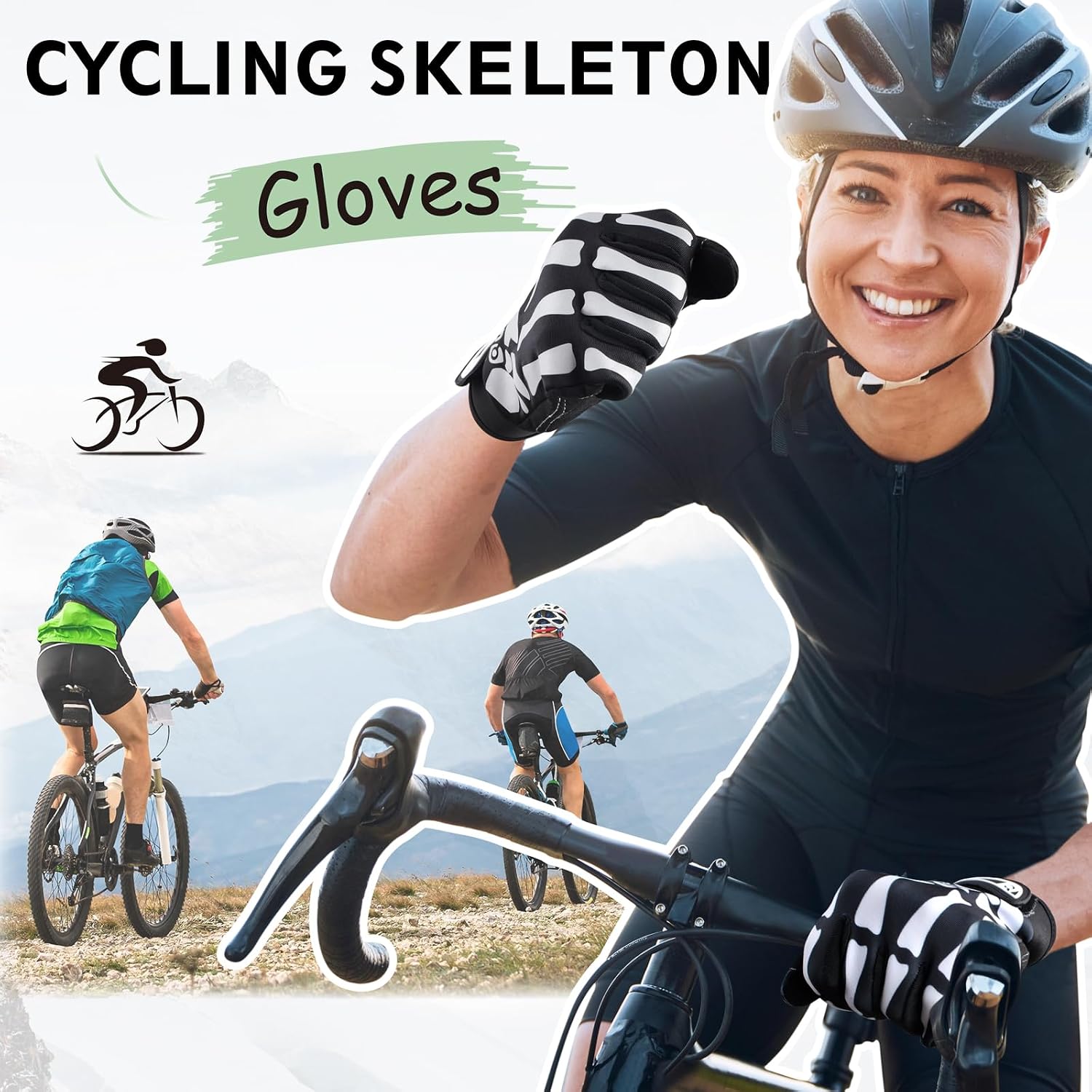 TRIWONDER Skeleton Gloves Cycling Gloves Skull Gloves for Men Women Kids for Bike Bicycle Motorcycles Sports Riding Halloween image 5
