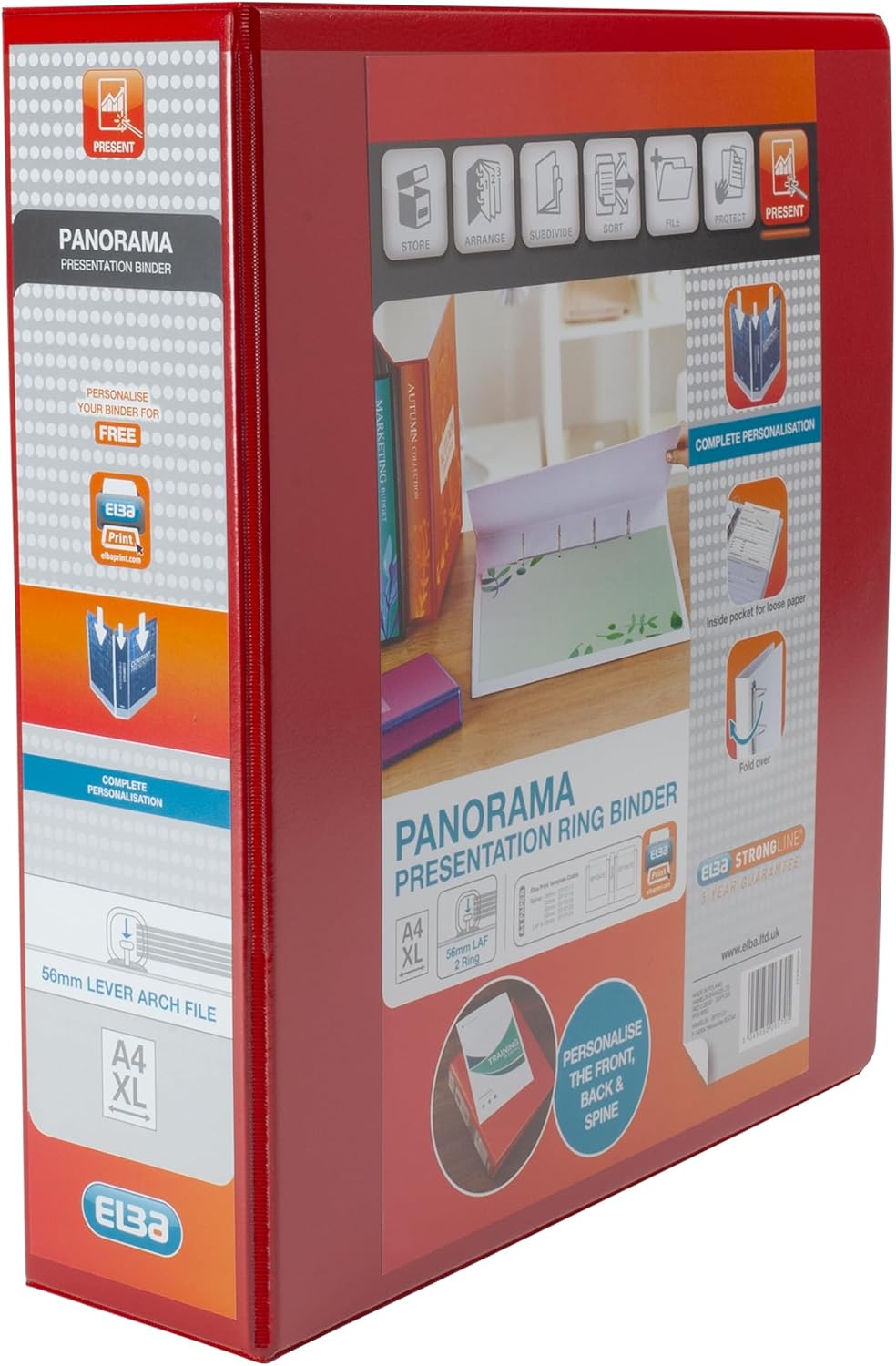 Elba, Presentation A4 Lever Arch Files, Red, Plastic, 1 Folder