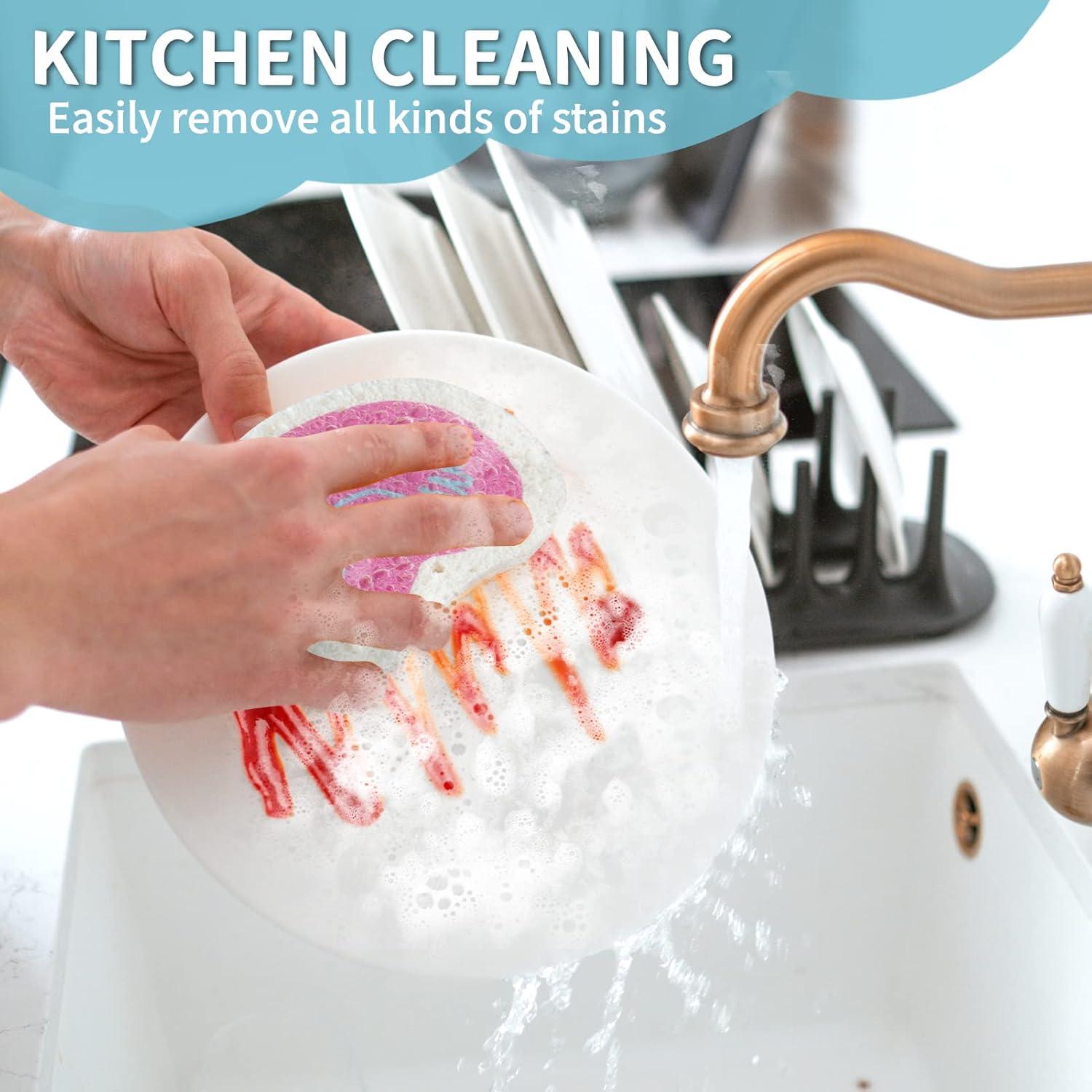 4Pcs Cute Cartoon Compressed Wood Pulp Sponge Wipes, JC-Houser Reusable Cleaning Sponges, Dual-Sided Non-Scratch Sponges Dishwashing Sponge Block for Kitchen and Bathroom : Health & Household