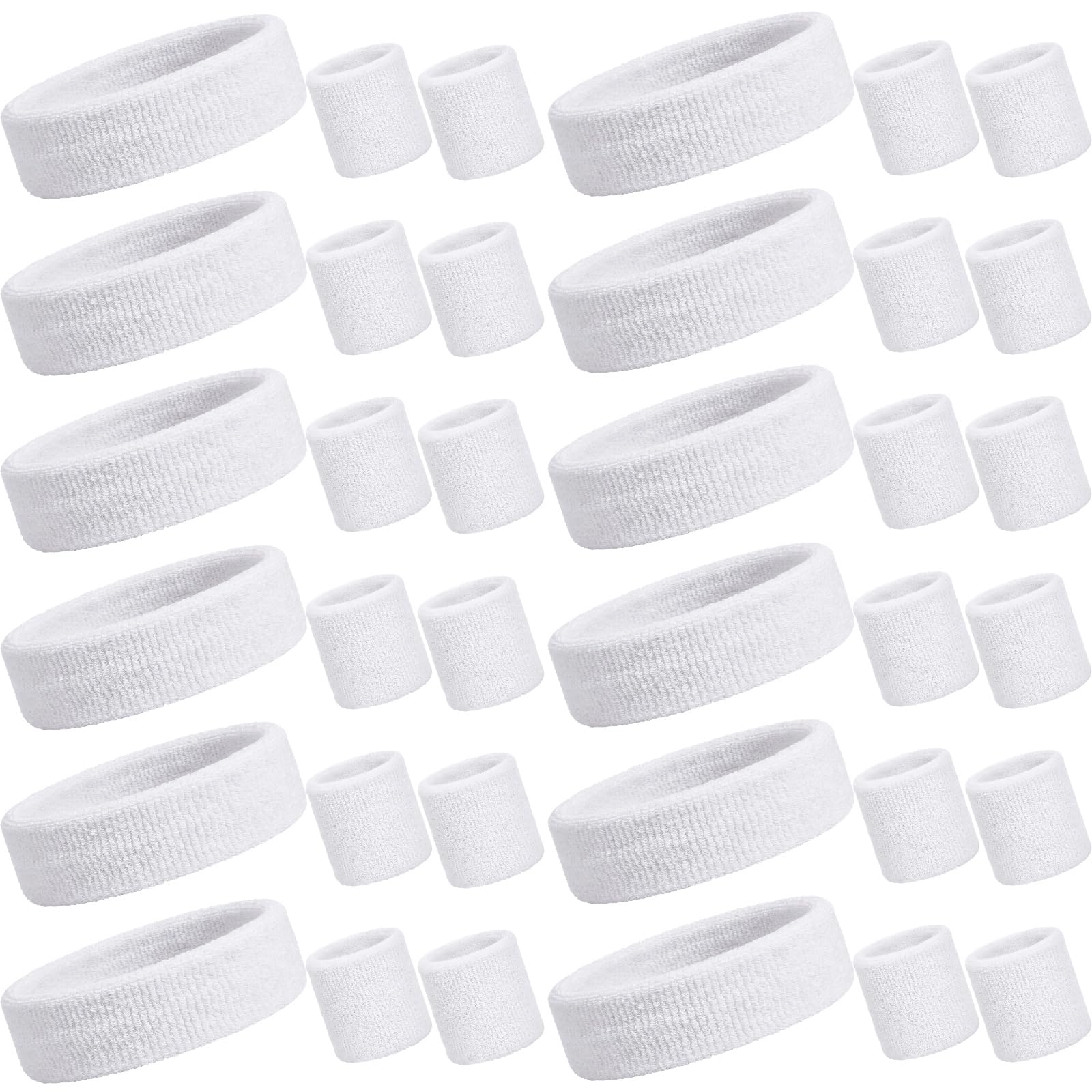 36 Pcs Neon Sweatbands Set 12 Headbands 24 Wristbands