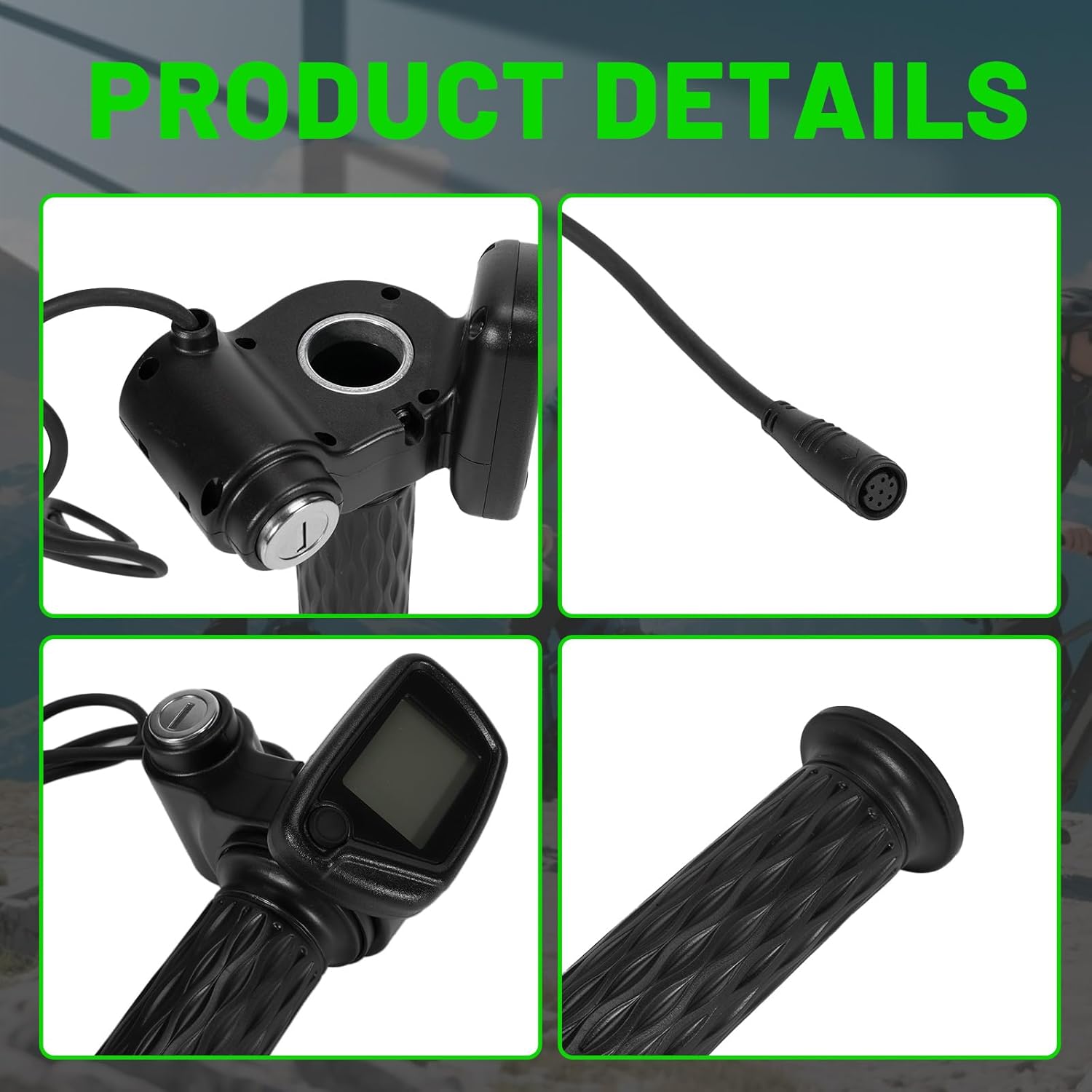 LEAPTREND Throttle Grip 48V Fit for Tuttio Tutti Soleil 01 Electric Dirt Bike Without M Button, Digital Gauge Cluster Assembly with Dashboard LCD Display/Speedometer/2 Keys/Real-Time Monitoring, 7-Pin