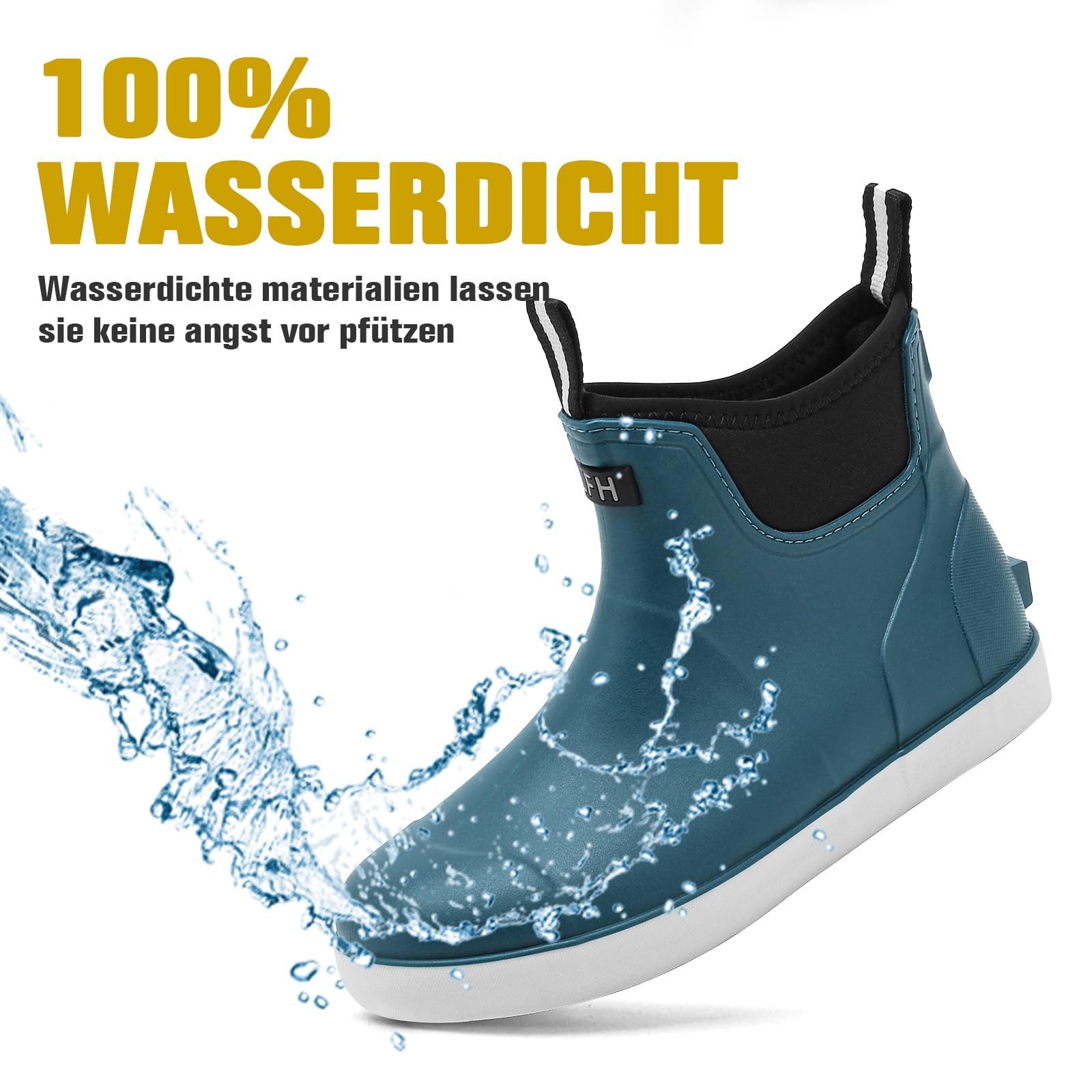 Rumkok Stivali Gomma Uomo, Stivali Da Pesca, Stivaletti Antinfortunistica Uomo, Da Esterno Antiscivolo Da Pioggia Shorty Boots, Comode Leggere Scarpe Da Giardino