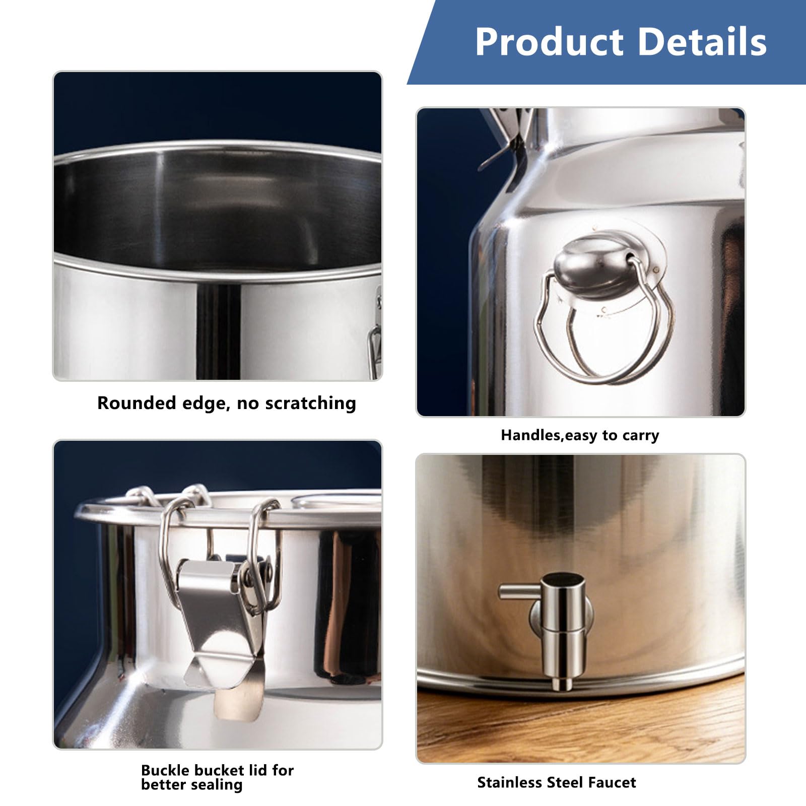 Recipiente para El Transporte De Leche, Jarra De Leche De Acero Inoxidable Cubo De Leche Recipiente Hermético con Grifo Cubo De Leche para Lecherías, Desayunos Y Catering