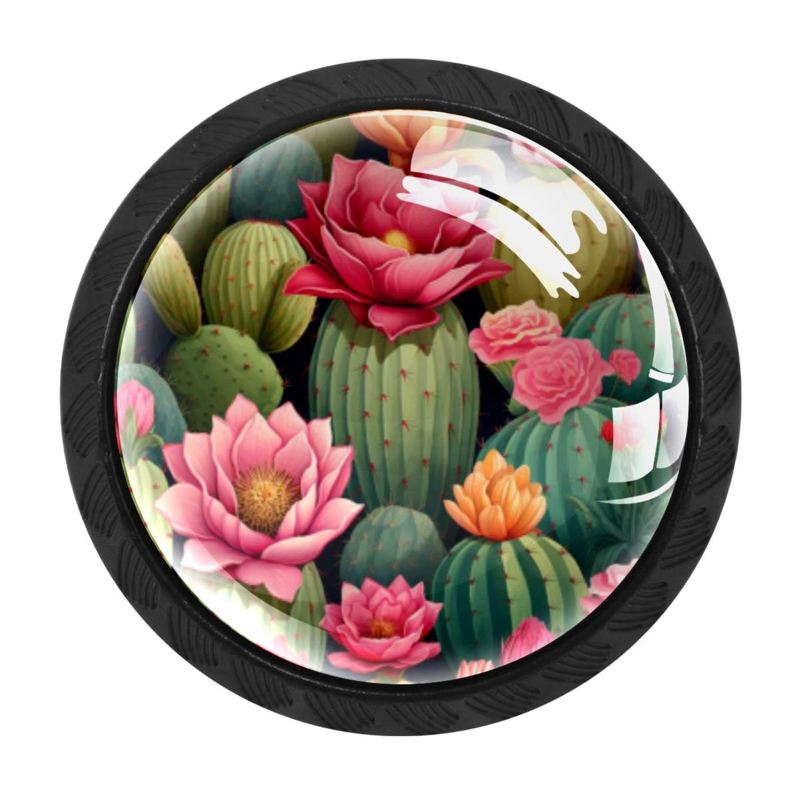 CHENZZZZ Cactus Drawer Knobs Pull Handle Crystal Glass Circle Shape Cabinet Drawer Pulls Cupboard Knobs with Screws for Kitchen Cupboard Dresser Wardrobe etc