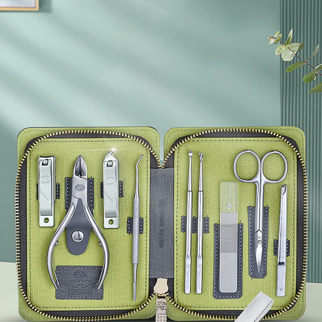 Recortador de uñas, juego de manicura Juego de cortaúñas Juego de manicura de pedicura profesional Herramienta de cuidado de belleza de acero inoxidable Juego de belleza con estuche de cuero de PU ver