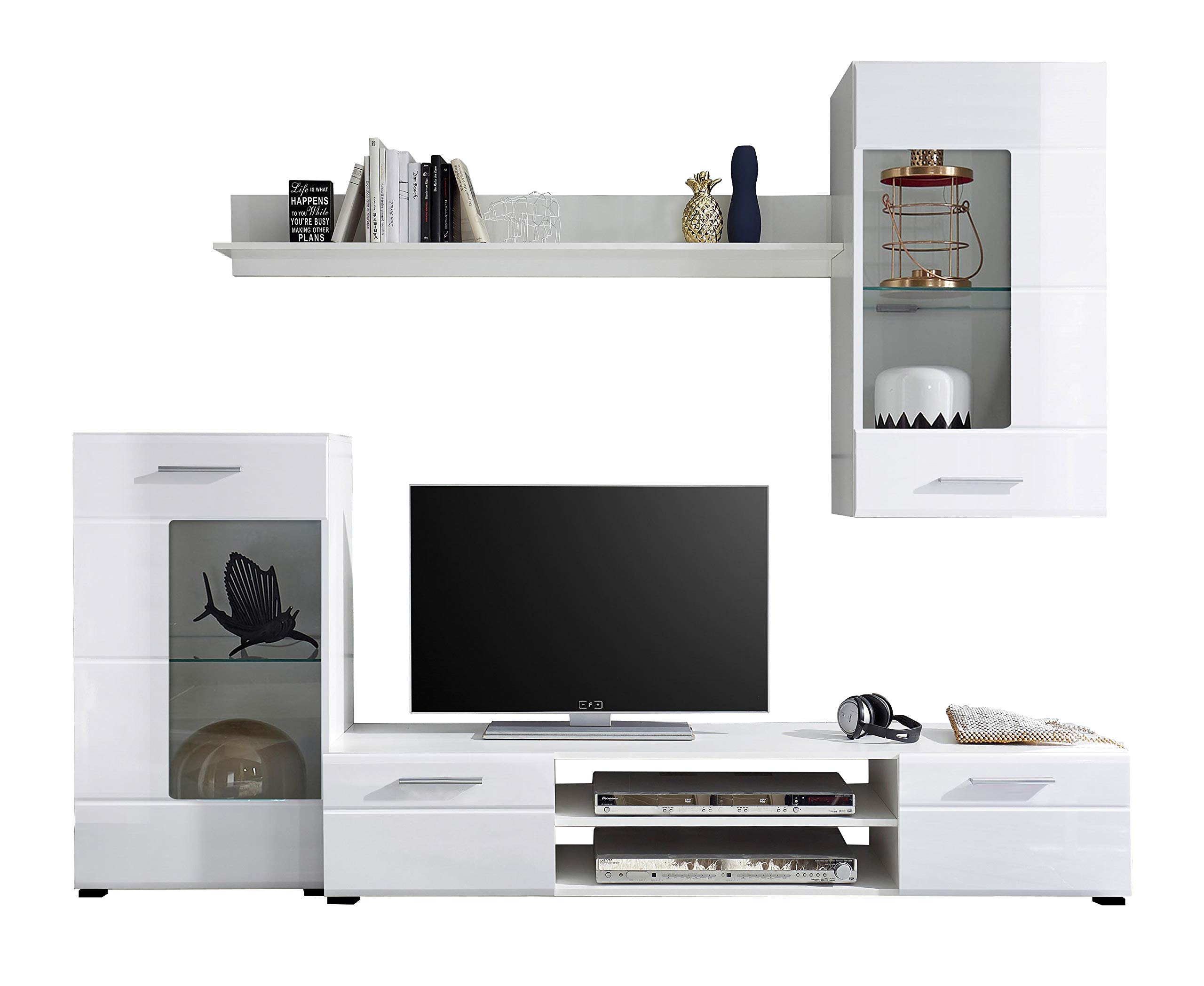 Parete Da Soggiorno Avanti Trendstore In Laminato Quercia San Remo - Con Illuminazione LED, 310x204x46 Cm - Foto 8