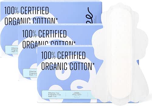 RPE Life 100% GOTS Organic Cotton Period Pads with Wings,Size