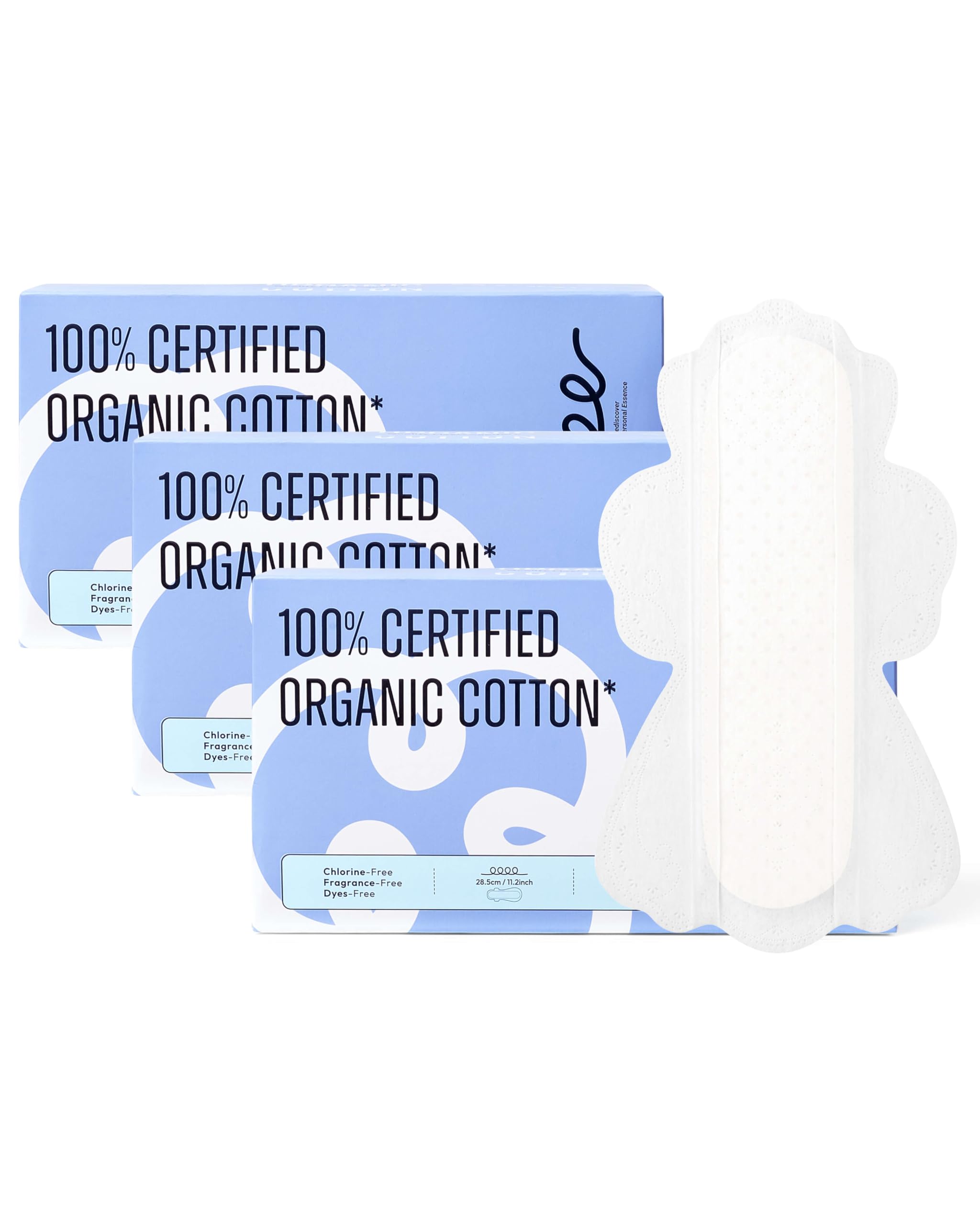 Almohadillas sanitarias 100 % orgánicas grandes para mujer, ultra finas y de flujo pesado con alas, almohadillas de algodón sin perfume para menstruales, almohadillas femeninas de súper absorción,