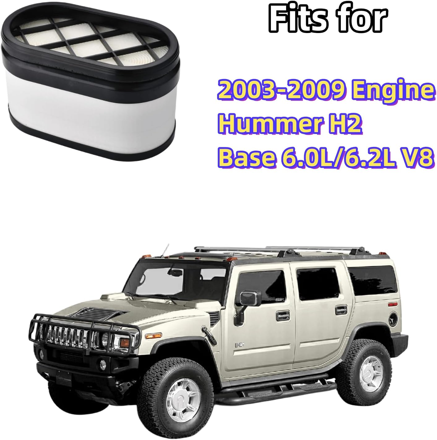 P604273 CA9900 15286805 Engine Air Filter fits for 2003-2009 Engine Hummer H2 Base 6.0L/6.2L V8