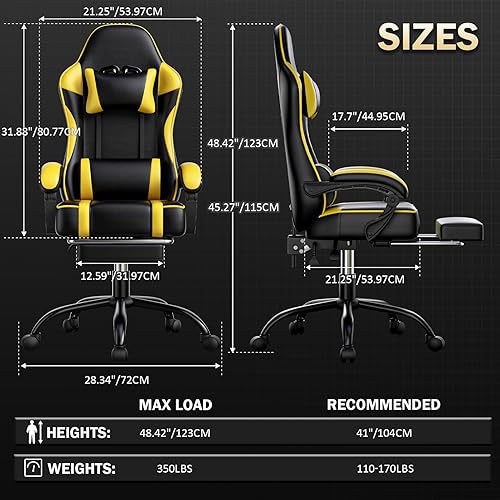 Miniatura 3 de Silla gamer de oficina con reposapiés, silla ancha de computadora para personas pesadas, sillas de videojuegos para adultos para deportes