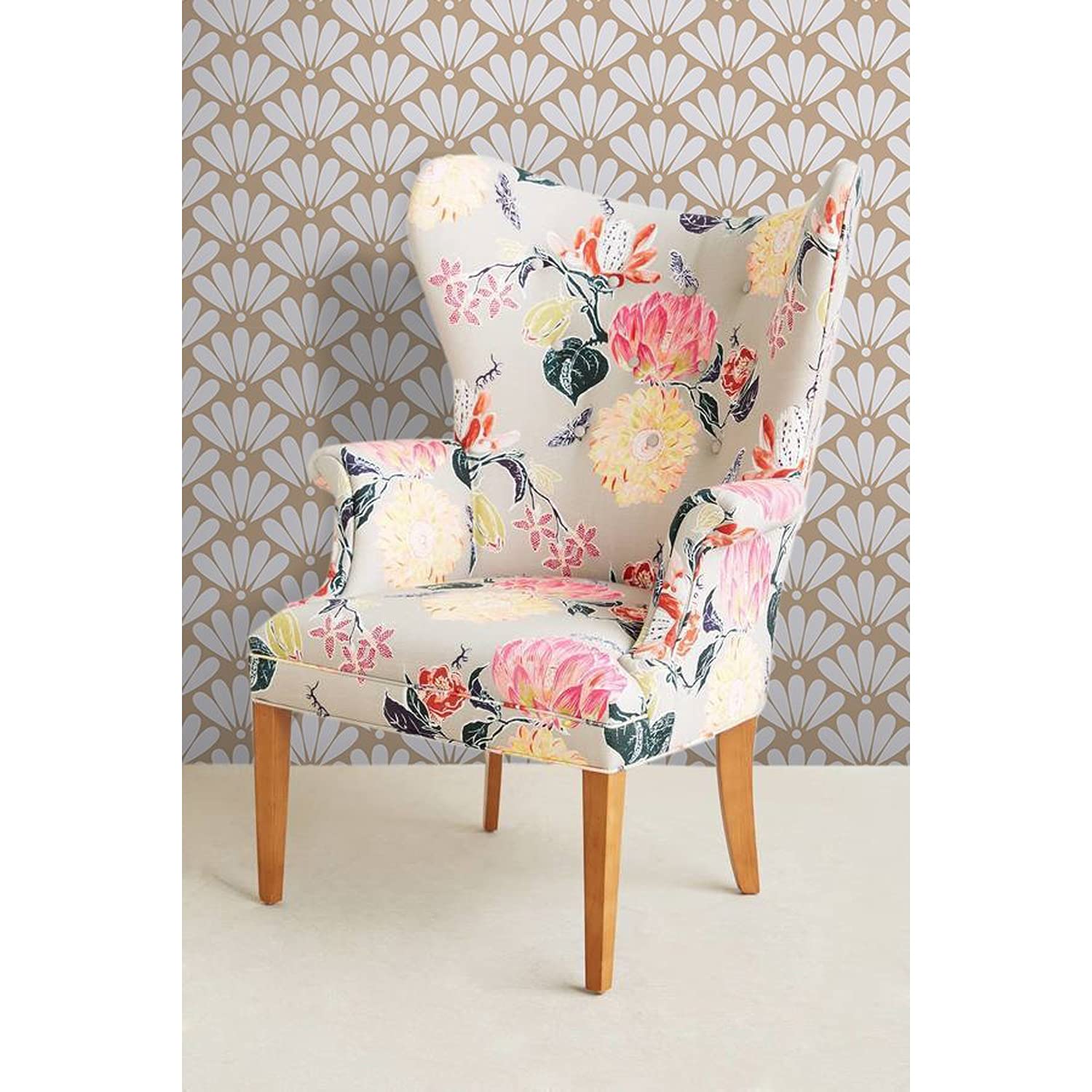 Papier peint latex beige oriental floral Muralo solution pour murs abimes de salon 208x146