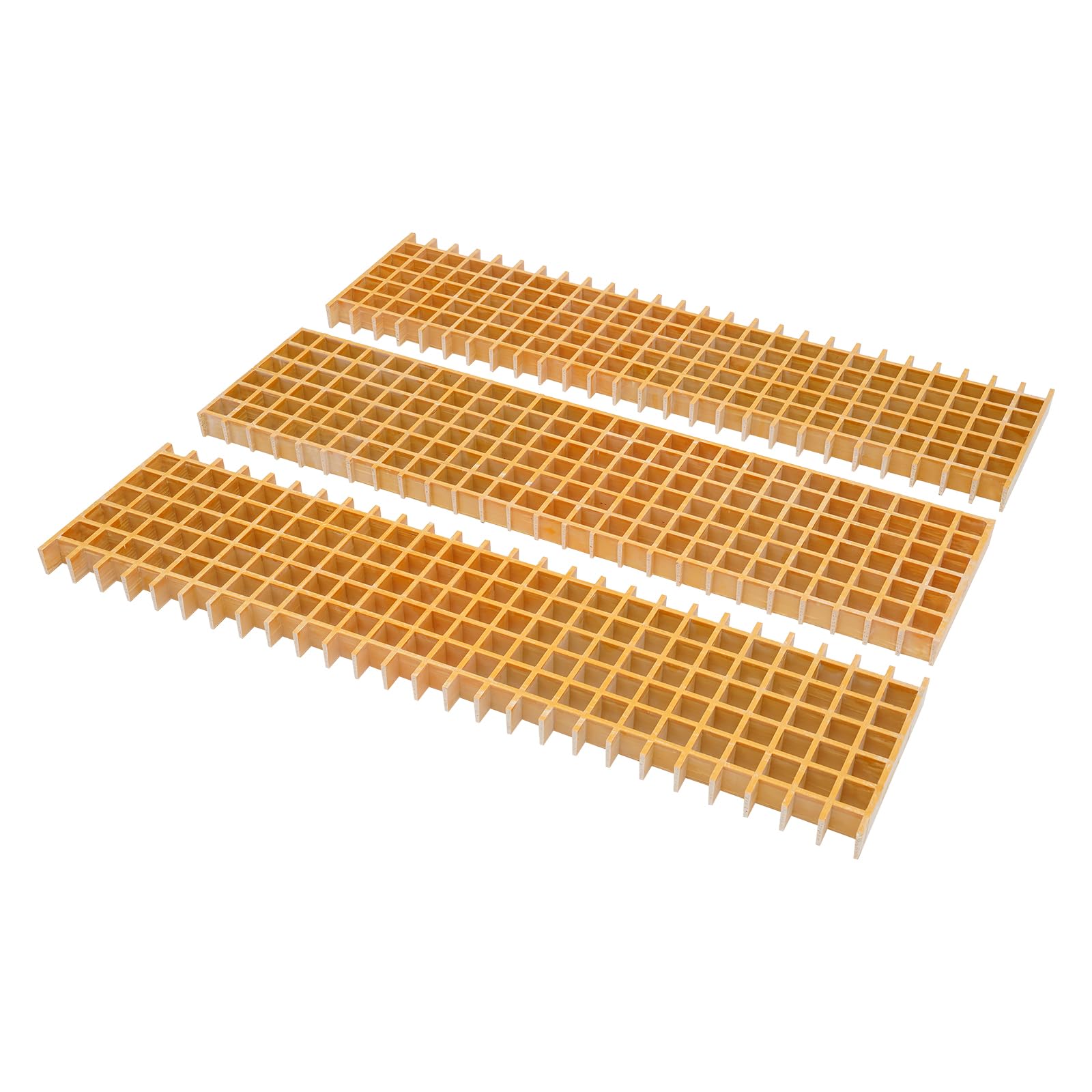 GFK-Gitterrost 100x24x3,8 cm 3er-Pack, Rutschfeste Gitterrostabdeckung | Belastbar bis 500 kg rechteckige GFK-Platte für Treppenstufen, Gehwege & Laufstege
