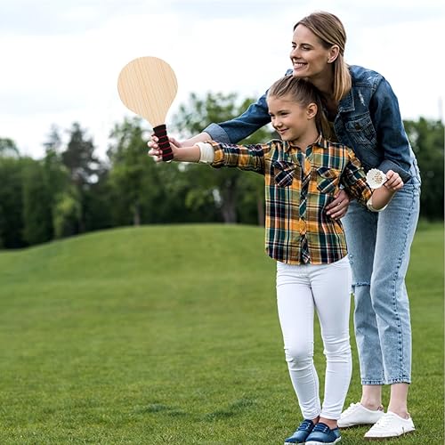 Miniatura 7 de VILLCASE Juego de 2 raquetas de bádminton con bolsa de transporte, raquetas de madera para playa, césped, patio trasero