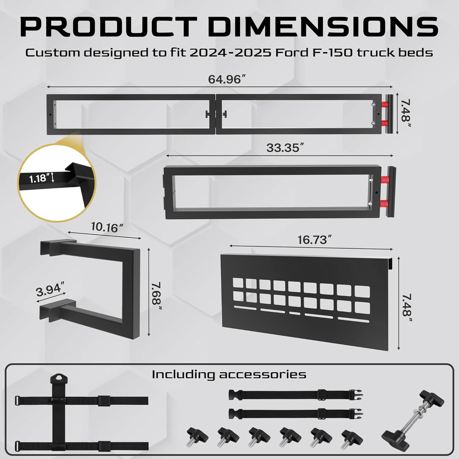 Truck Bed Divider for 2024-2025 Ford F-150 Cargo Manager with MOLLE Panel Adjustable Organizer Panel Aluminum Ford F-150 Accessories