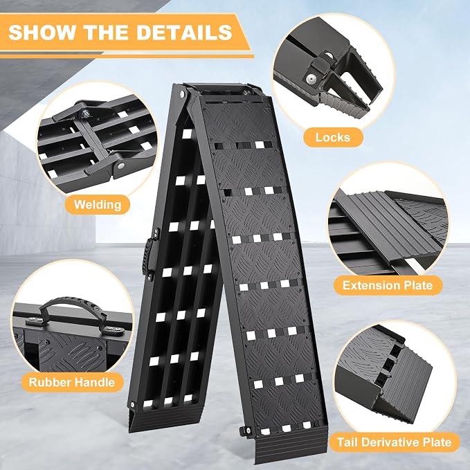 2 rampas plegables de aluminio para camioneta 3000lbs negras miniatura 6