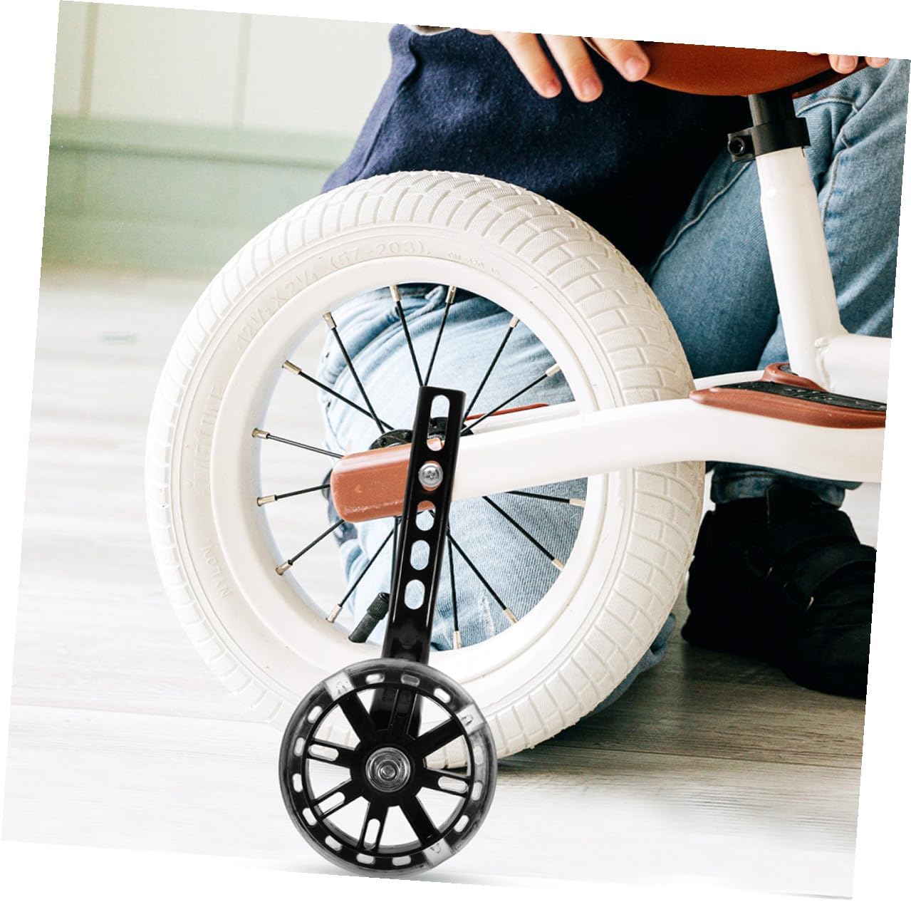 Training Wheels for Bicycles 4pcs Wear-resistant Auxiliary Stabilizer Wheels with Adjustable Bracket Black for ’s Bike Balance and Safety