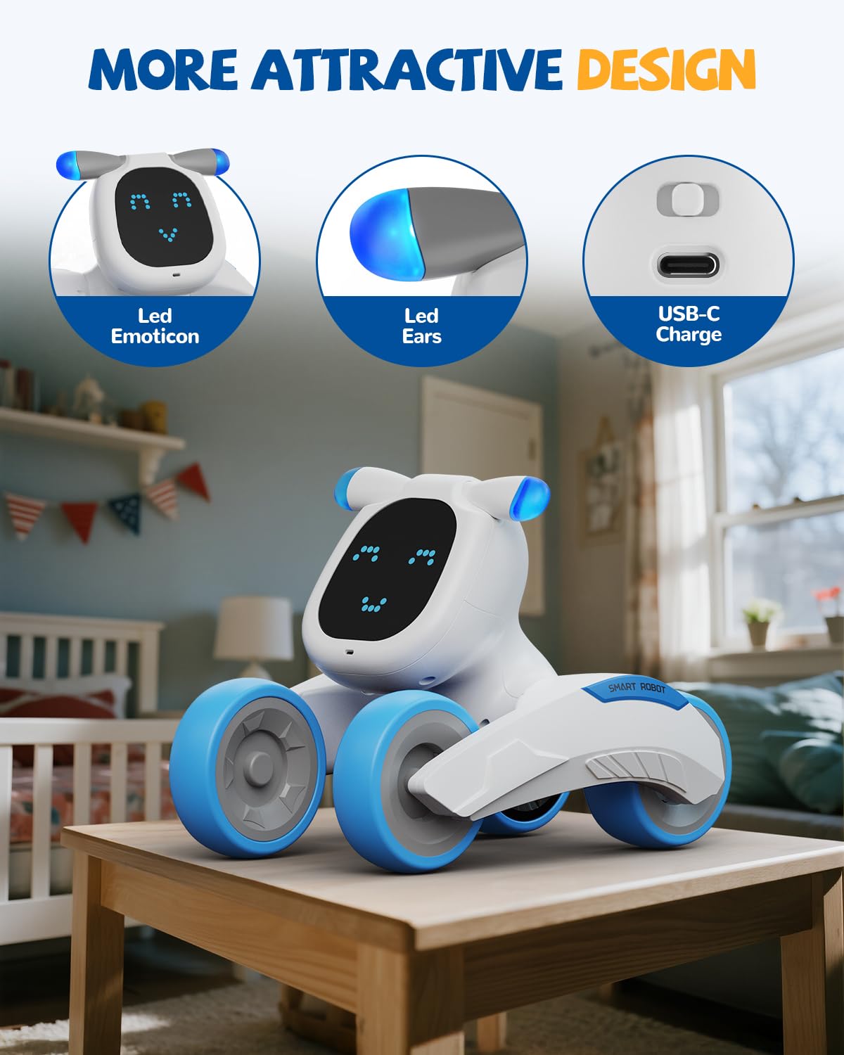Robot Juguete, Robot Teledirigido para Niños con Expresión LED, Programable, Control por Voz (Solo en inglés), Interactivo Inteligente, Regalo para Niños y Niñas 3 4 5 6 7 8 9 10 11 12 Años