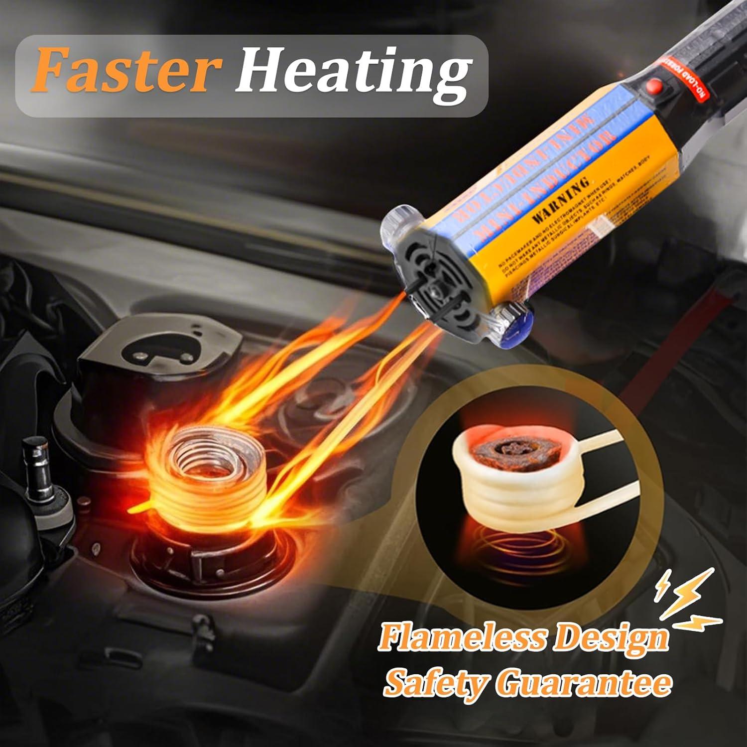 1000W 110V Magnetic Induction Heater Bolt Remover Kit With 8 Coil, Flameless Auto Heater for Rusty Screw Removing, Rotated Handle Handheld Portable Heater for Home Car Repair