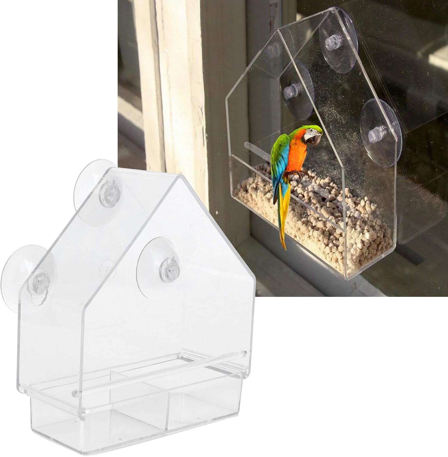 Duokon Window Bird Feeder, Transparent Bird Feeding Tool with Suction Cups for Garden, Balcony, Window or Home Office