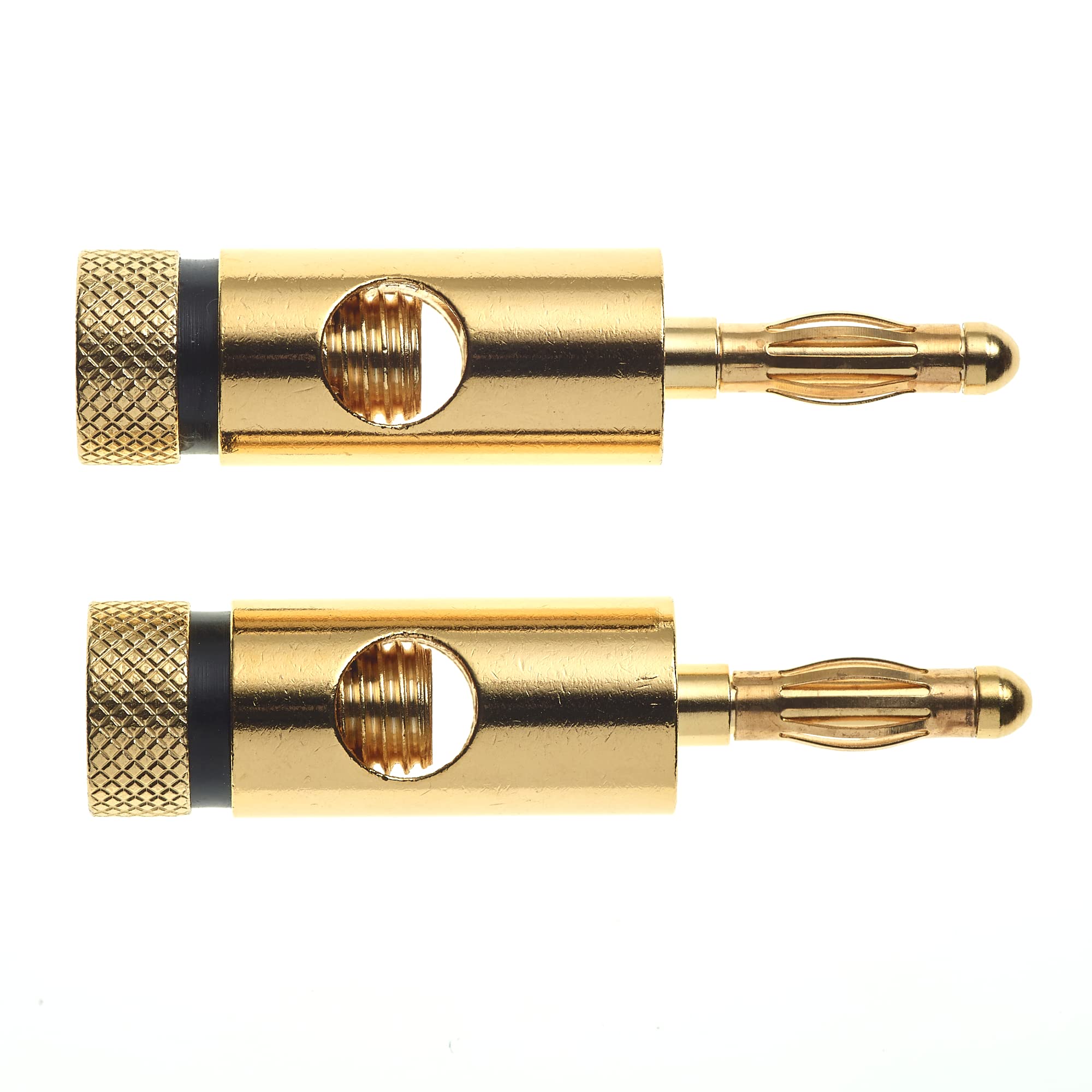Lot De 10 Fiches Bananes Plaquées Or 4mm - Connecteurs Hauts-parleurs à Vis Ouverte Pour Câbles Audio